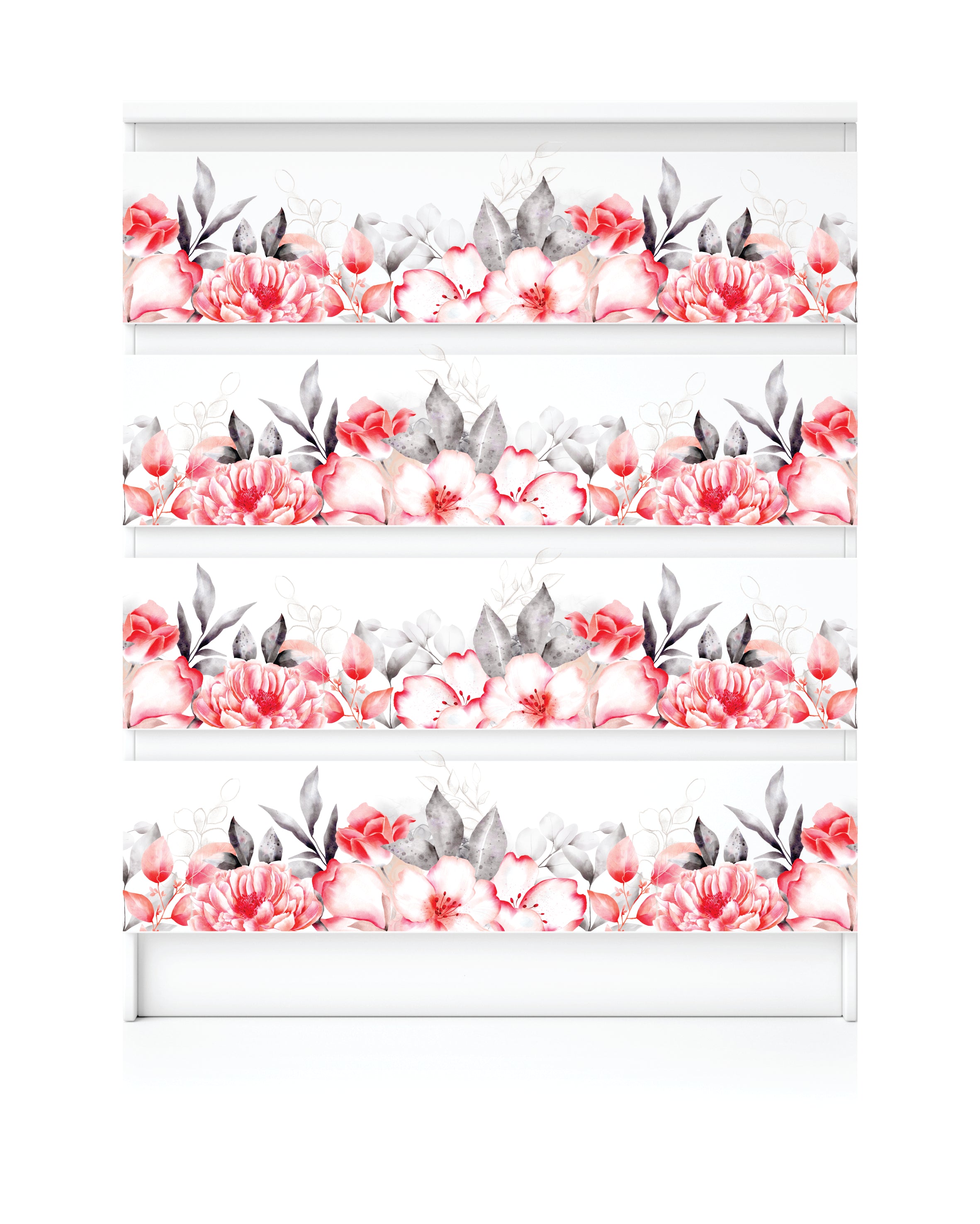 Red Grey Border Rice Paper- 3 Sheets Printed Mulberry Paper Border 36gsm