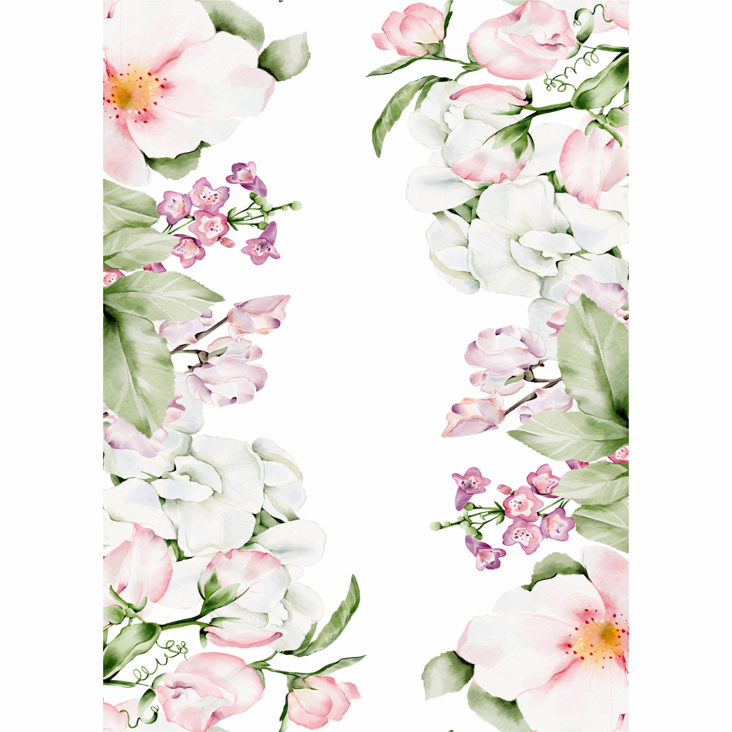 Pastel Border Rice Paper- 3 Sheets Printed Mulberry Paper Border 36gsm