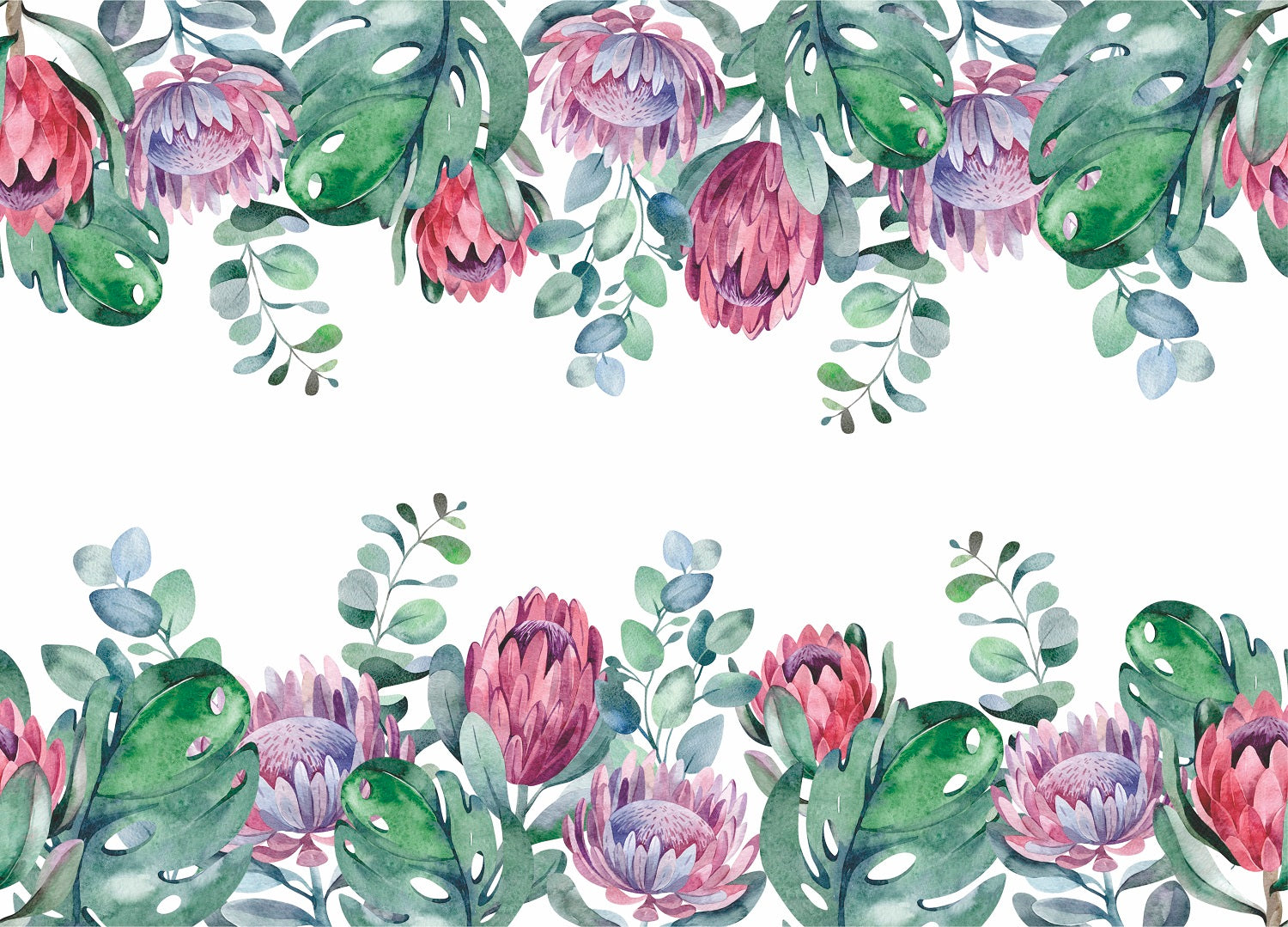 Protea Border Rice Paper- 3 Sheets Printed Mulberry Paper Border 36gsm