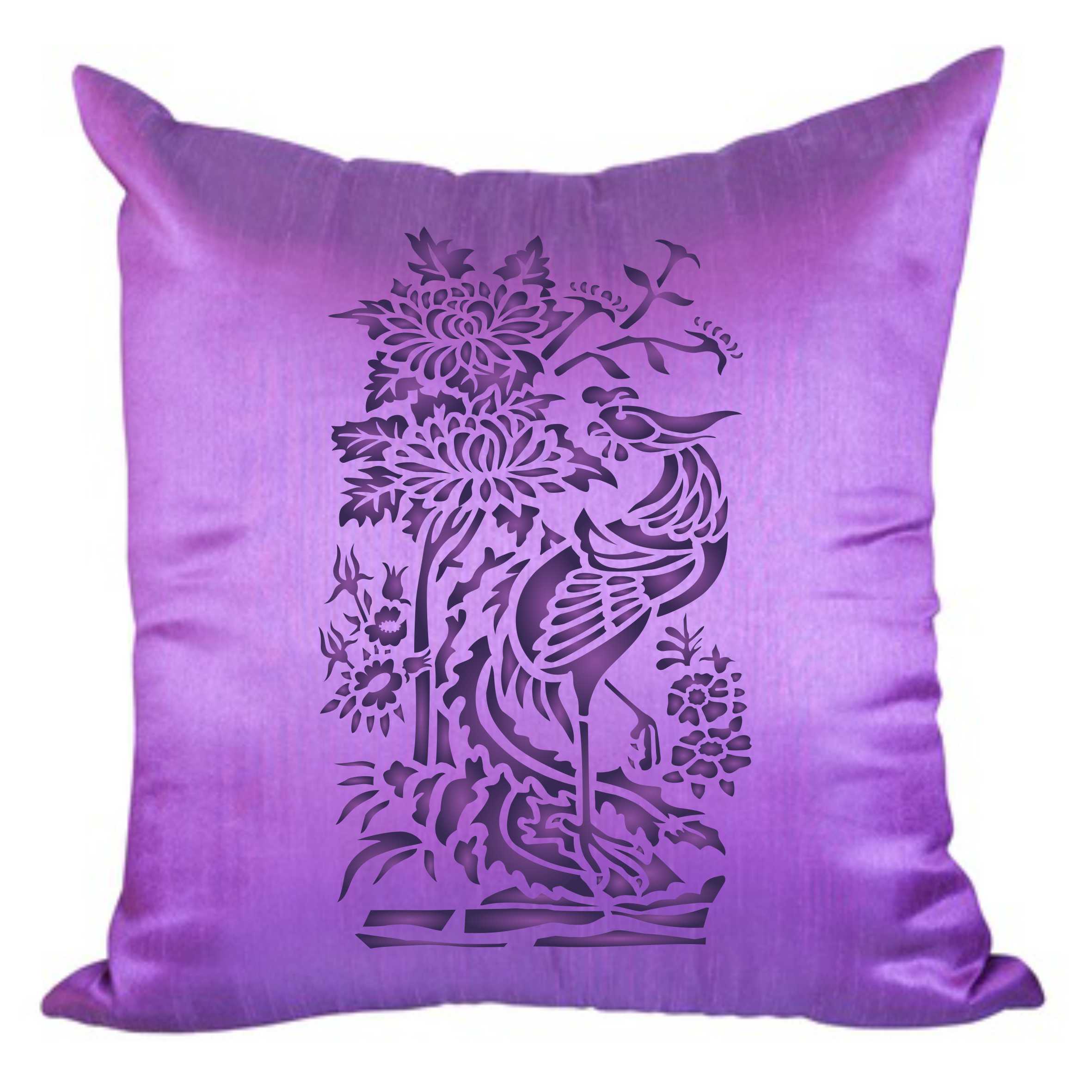 Oriental Pheasant Stencil - Traditional Asian Chinese Bird with Flowers