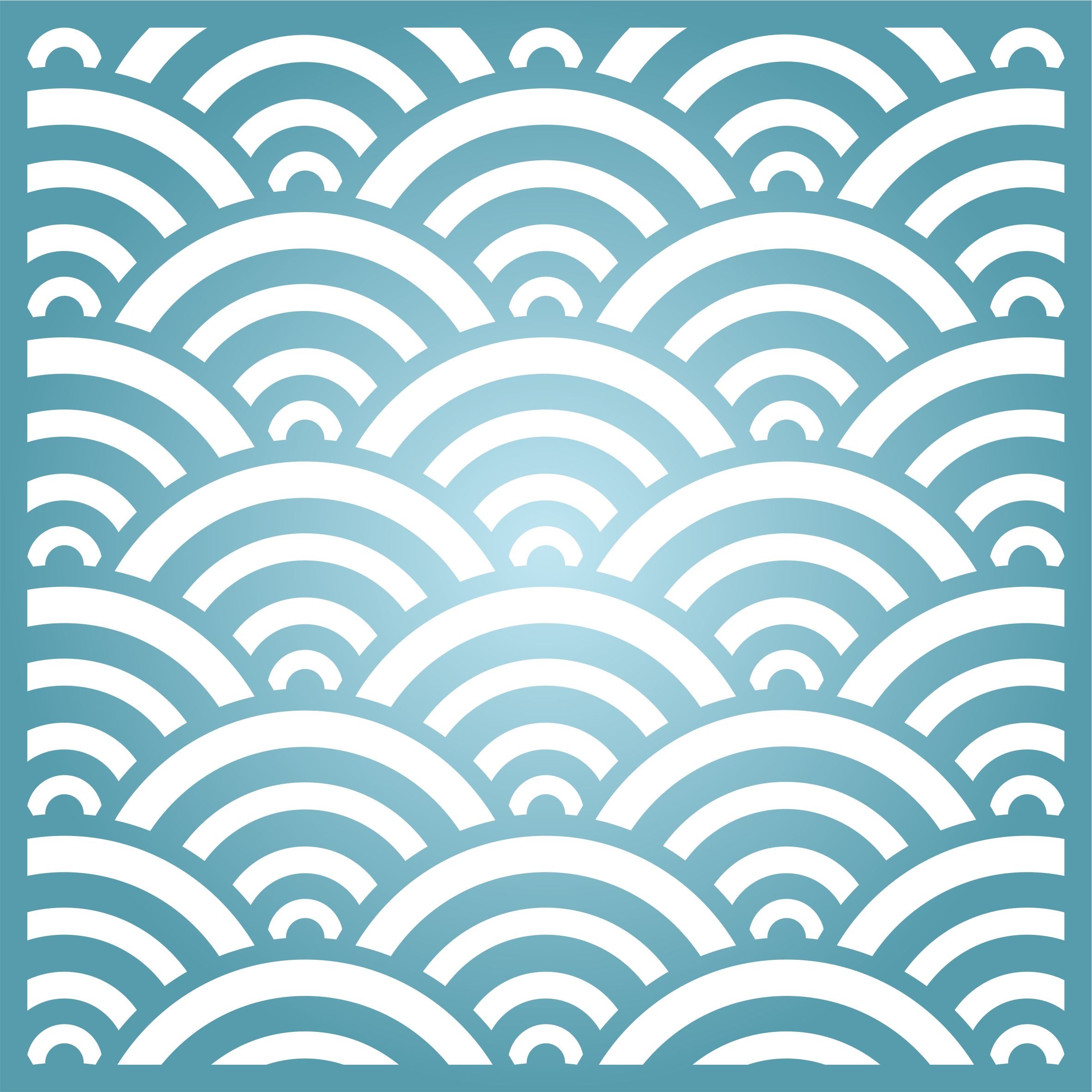 Japanese Waves Stencil - Asian Oriental Chinese Sea Water