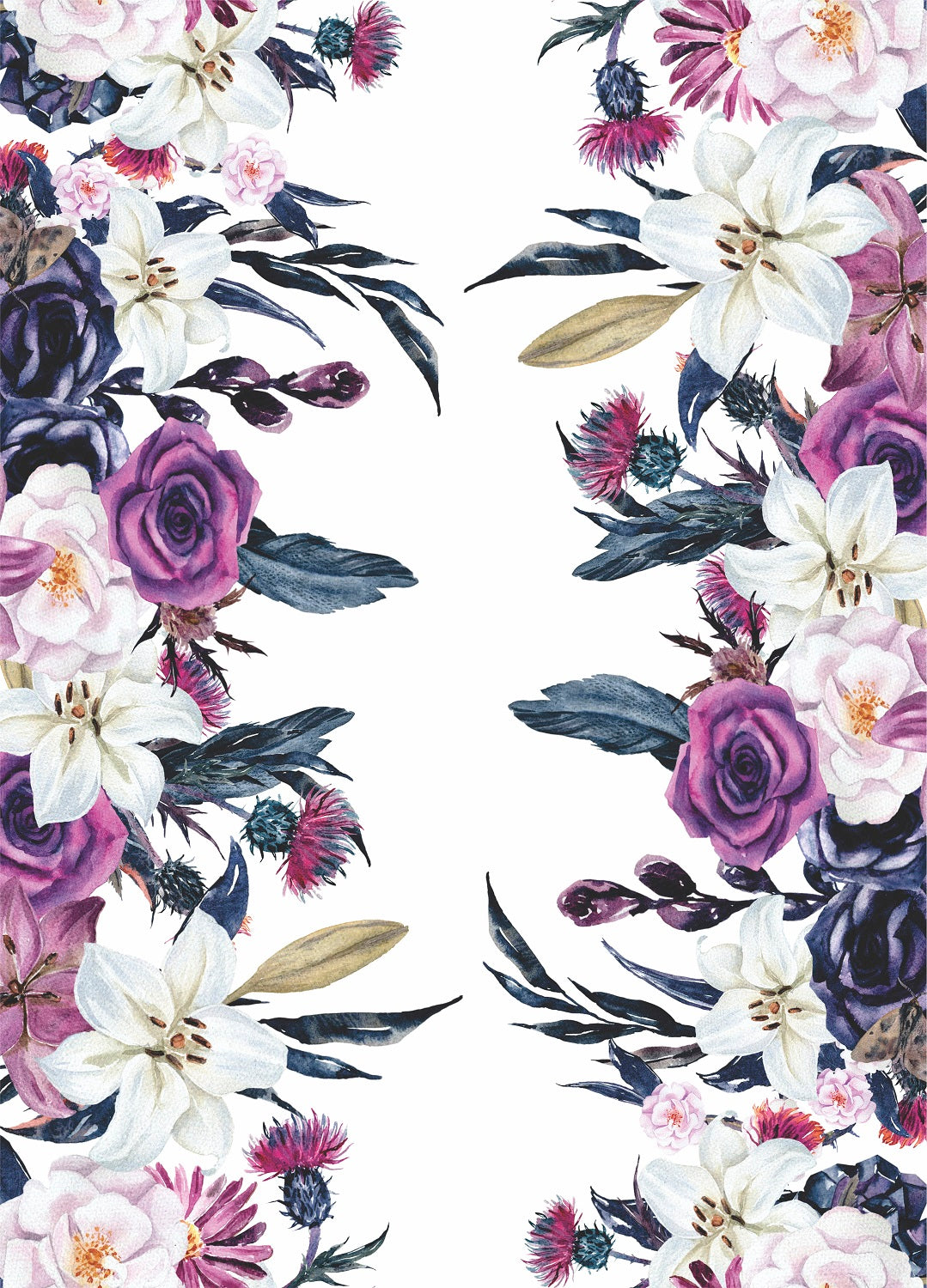 Gothic Floral Border Rice Paper- 3 Sheets Printed Mulberry Paper Border 36gsm