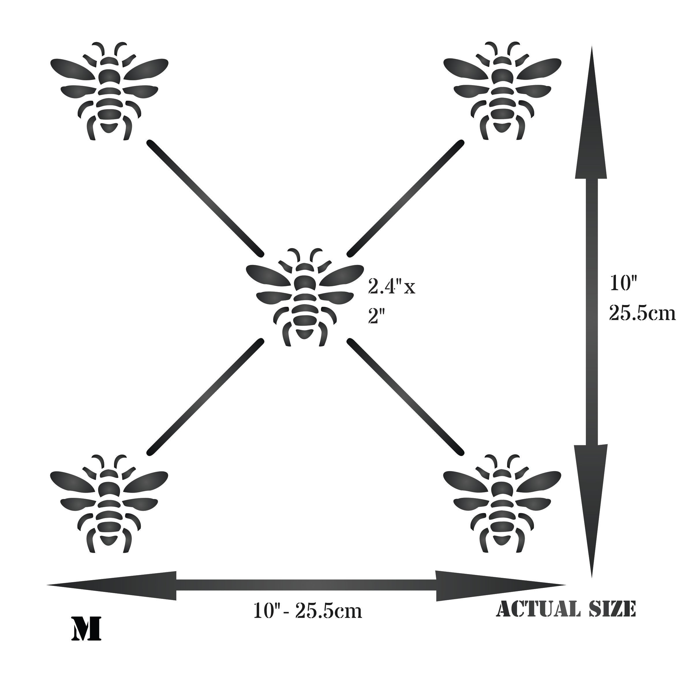 French Bee Trellis Stencil - Classic Allover Insect Lattice