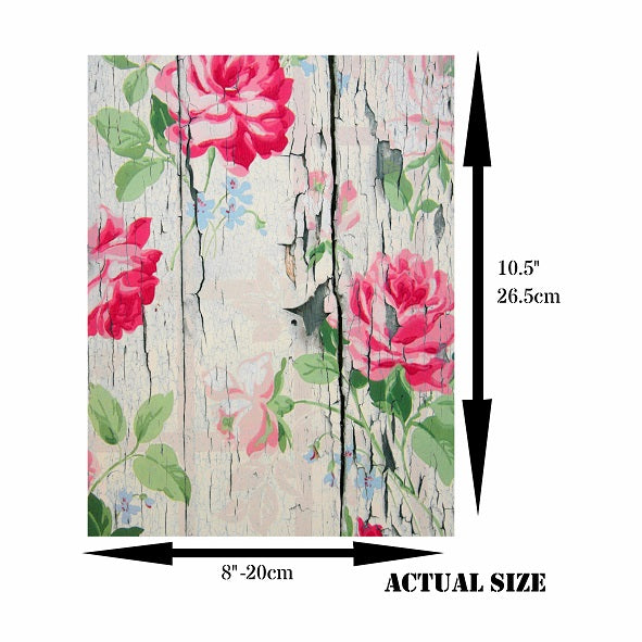 Floral Wood Theme Rice Paper- 6 Unique Printed Mulberry Paper Images 30gsm