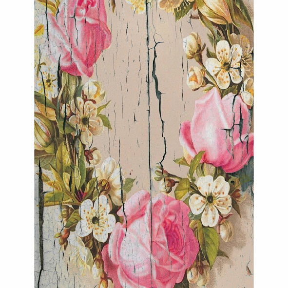 Floral Wood Theme Rice Paper- 6 Unique Printed Mulberry Paper Images 30gsm