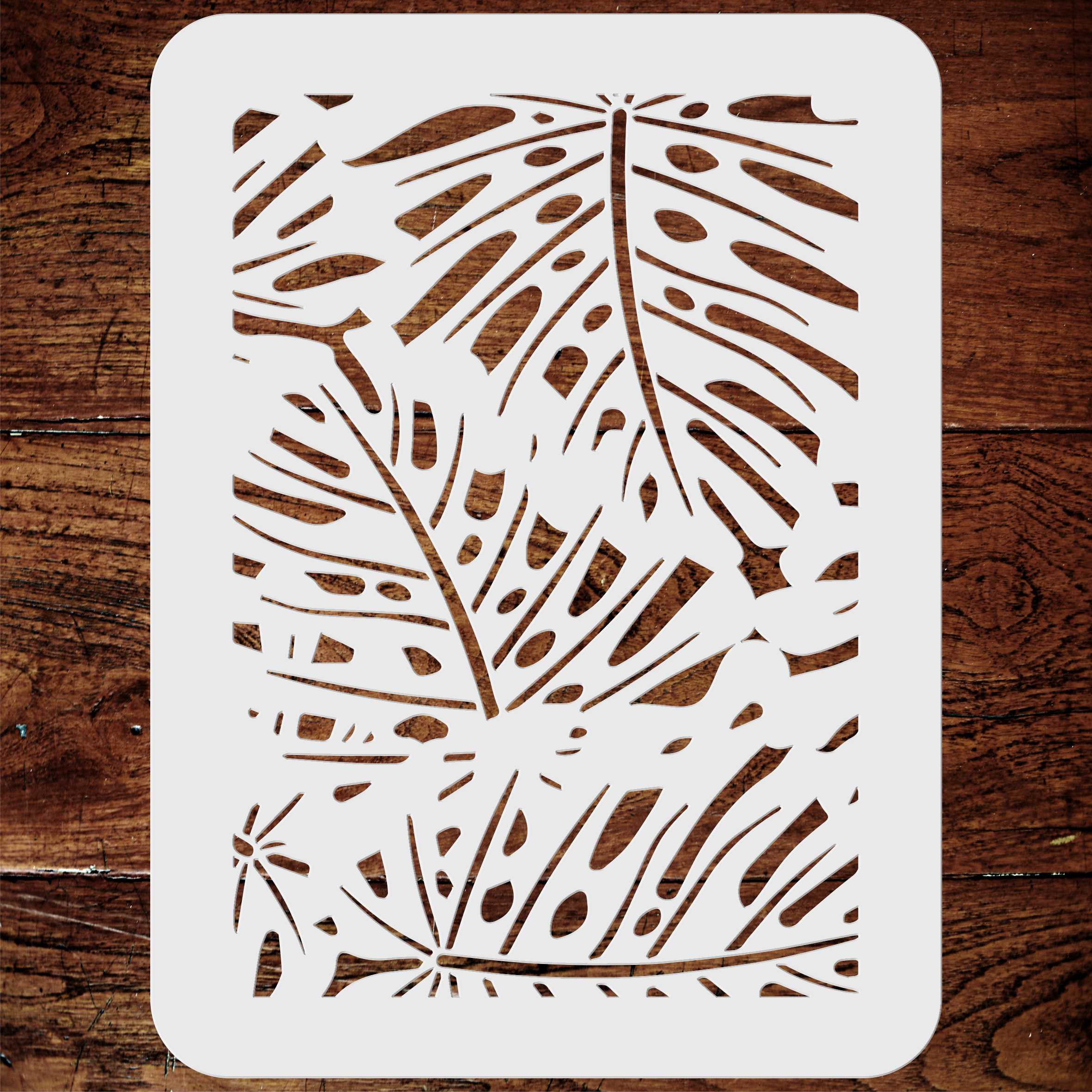 Monstera Layering Stencil- Grunge Tropical Leaf Mask use to Add Texture