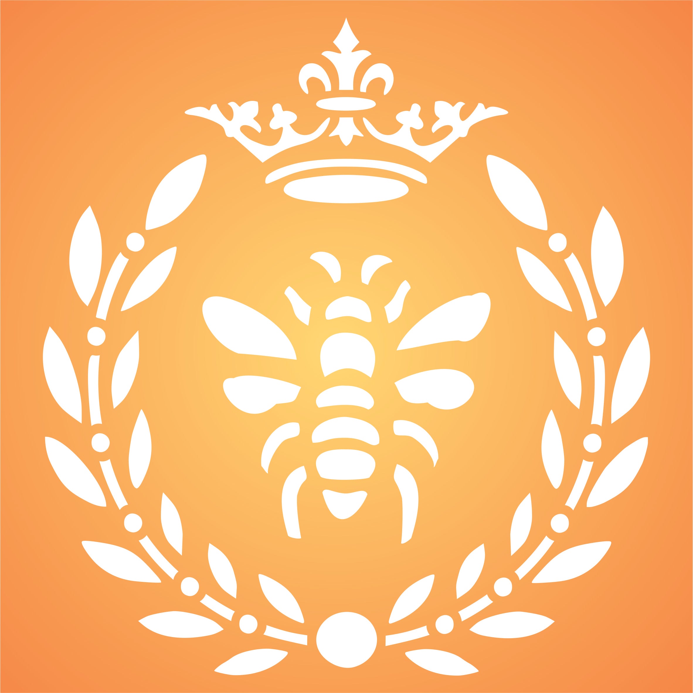 French Bee Stencil - Crown Laurel Wreath French Country Bee