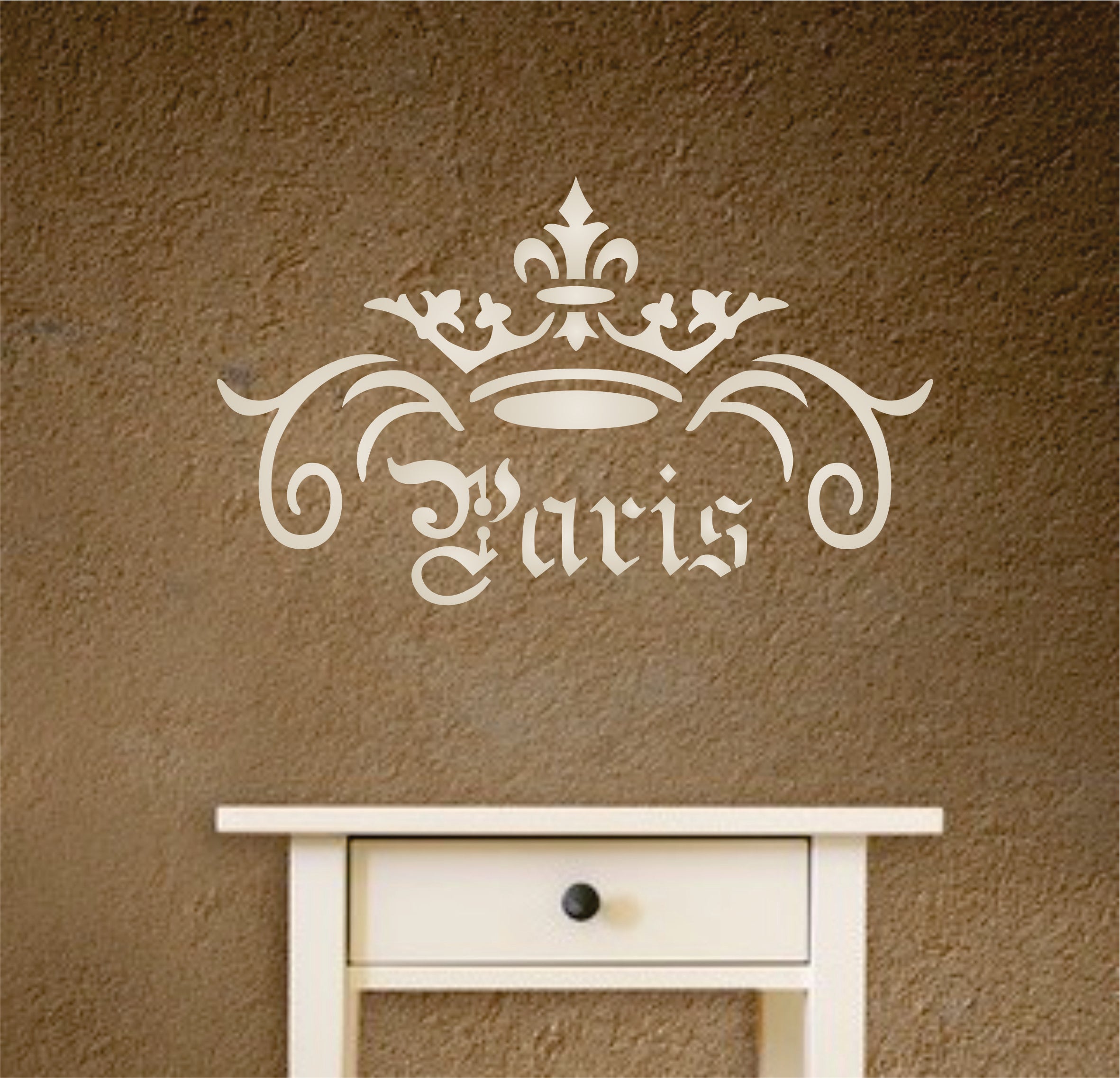 Paris Crown Stencil- Vintage French Themed Word