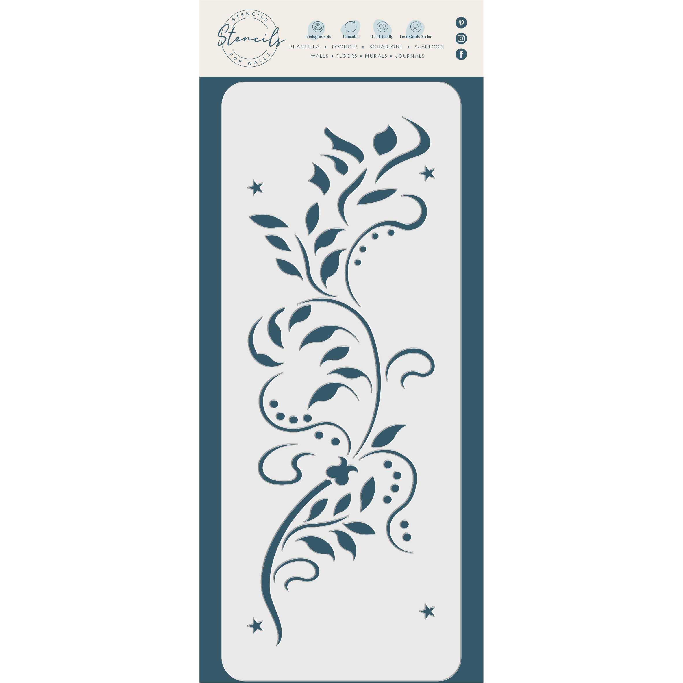Vine Stencil - Creeper Plant Floral Border