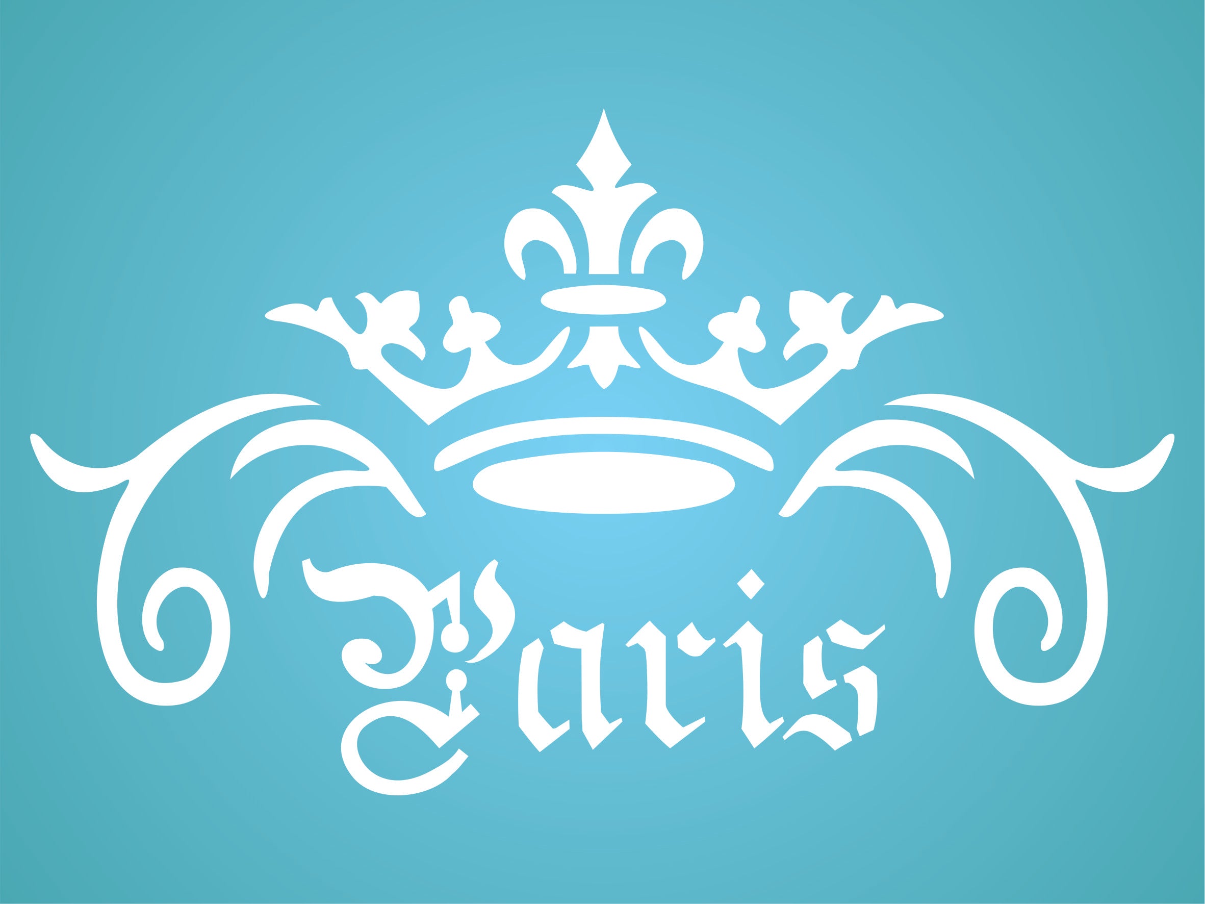 Paris Crown Stencil- Vintage French Themed Word