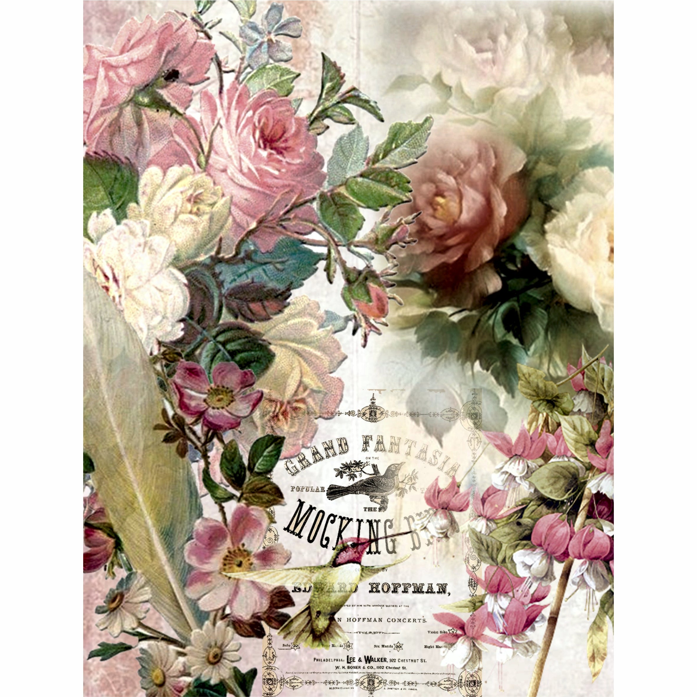 Rose Theme Rice Paper- 6 x Different Printed Mulberry Paper Images 30gsm