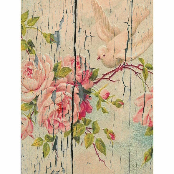 Floral Wood Theme Rice Paper- 6 Unique Printed Mulberry Paper Images 30gsm