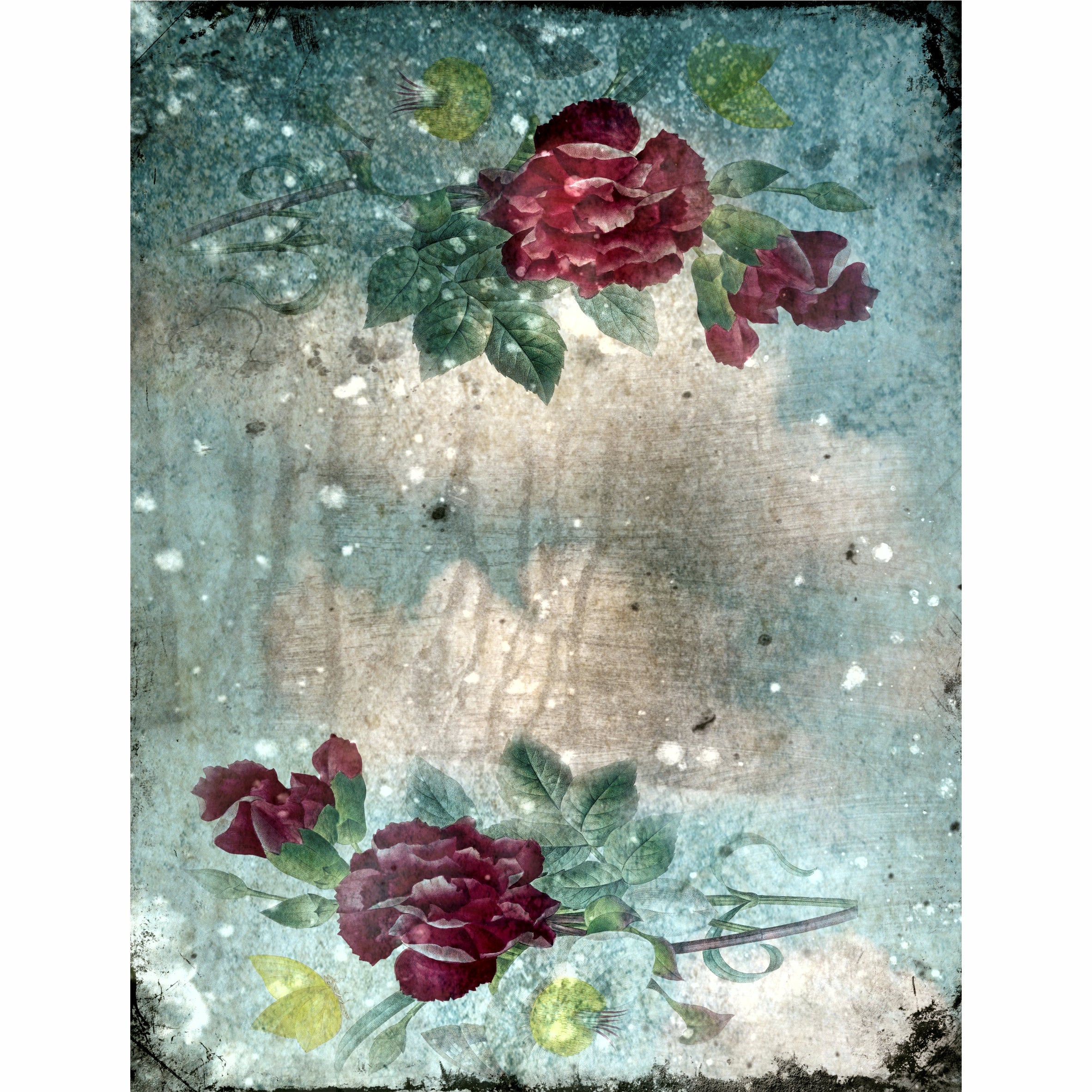 Dark Roses Rice Paper- 6 x Different Printed Mulberry Paper Images 30gsm