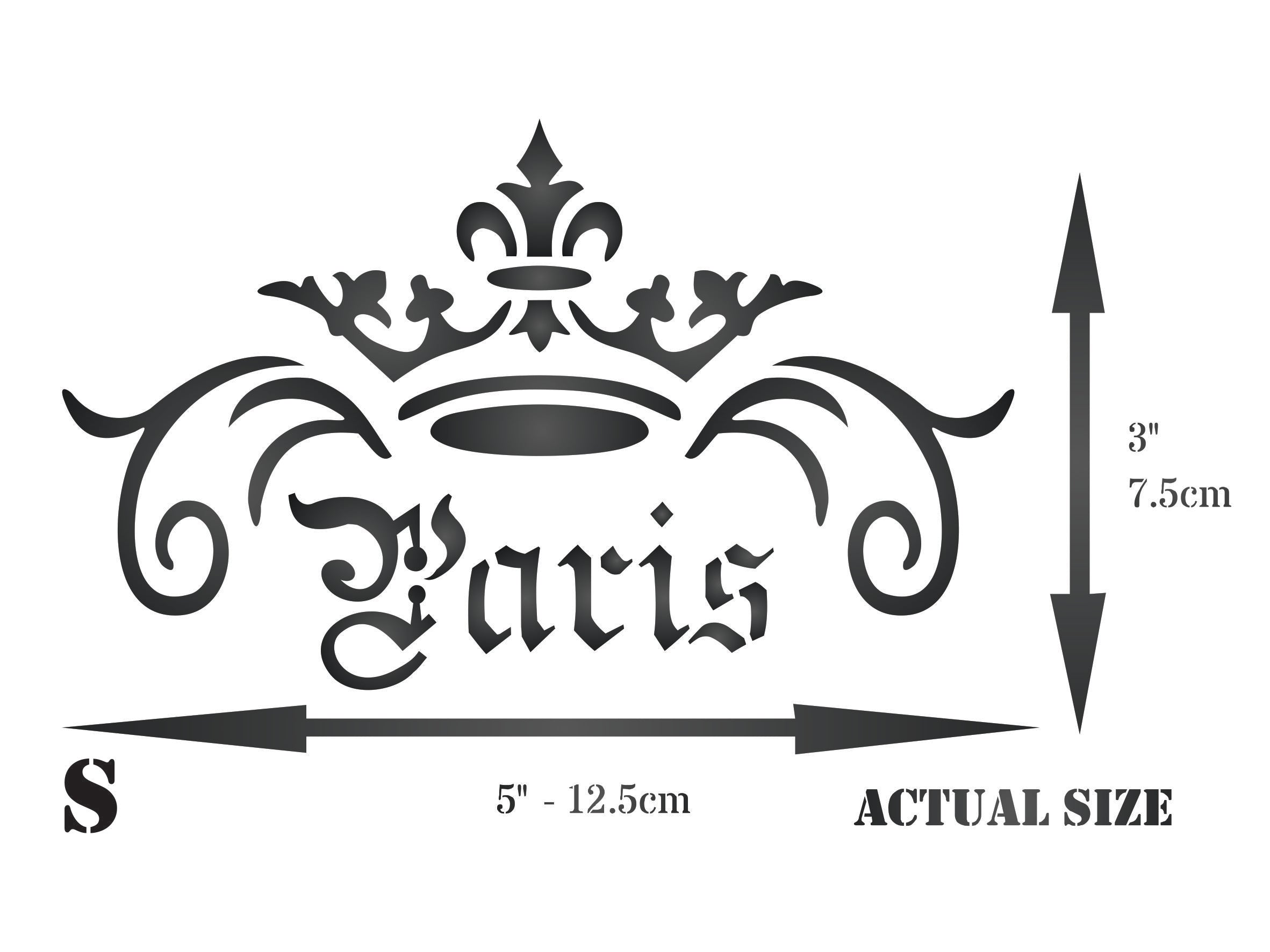 Paris Crown Stencil- Vintage French Themed Word