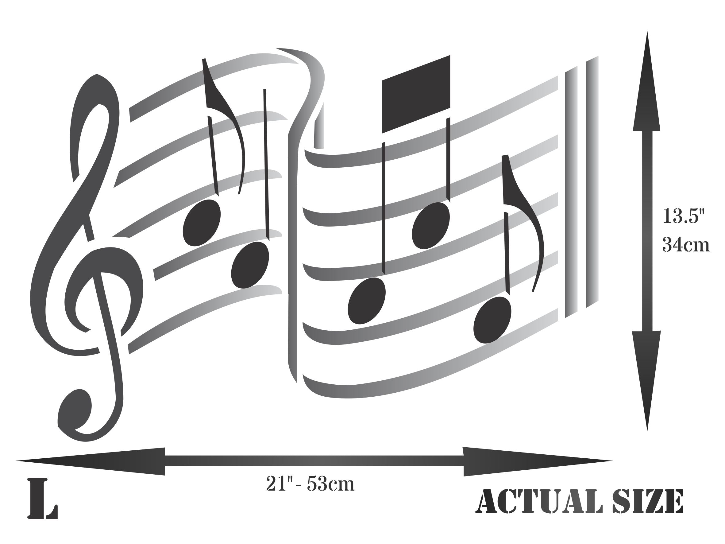 Music Stencil - Musical Sheet Notes Notation Treble Clef