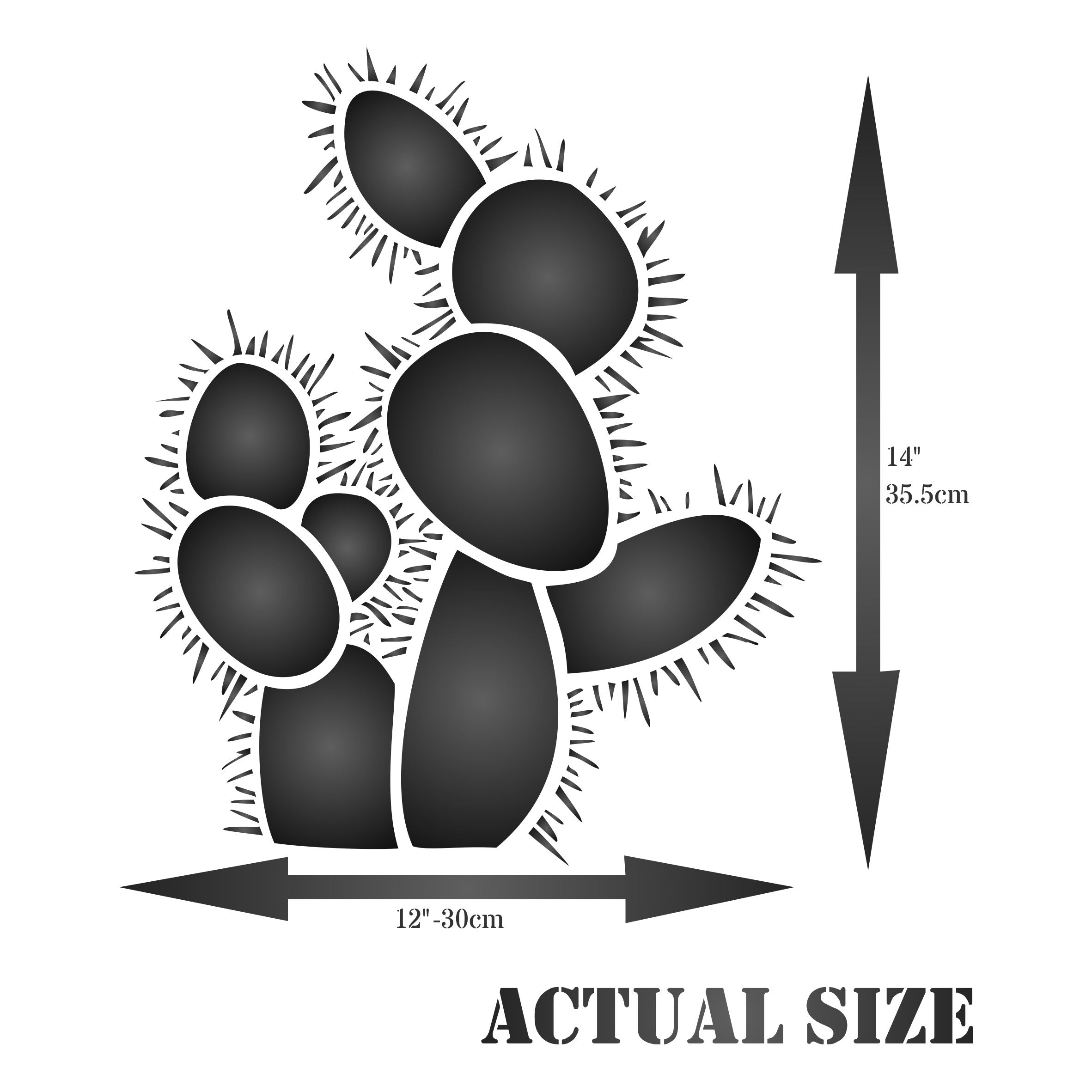 Prickly Pear Cactus Stencil- Opuntia Paddle Cacti Plant