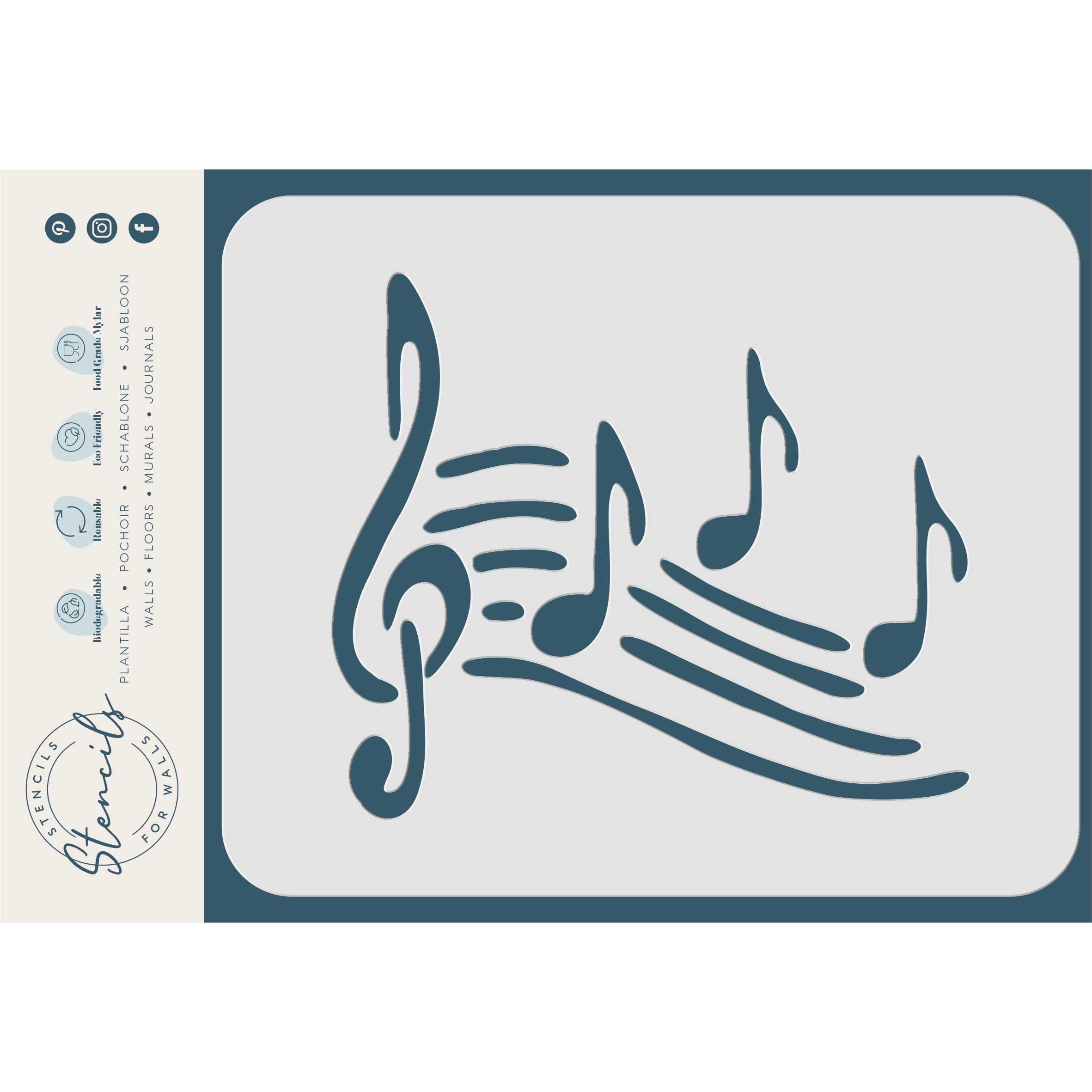Music Notes Stencil - Musical Notes Treble Clef