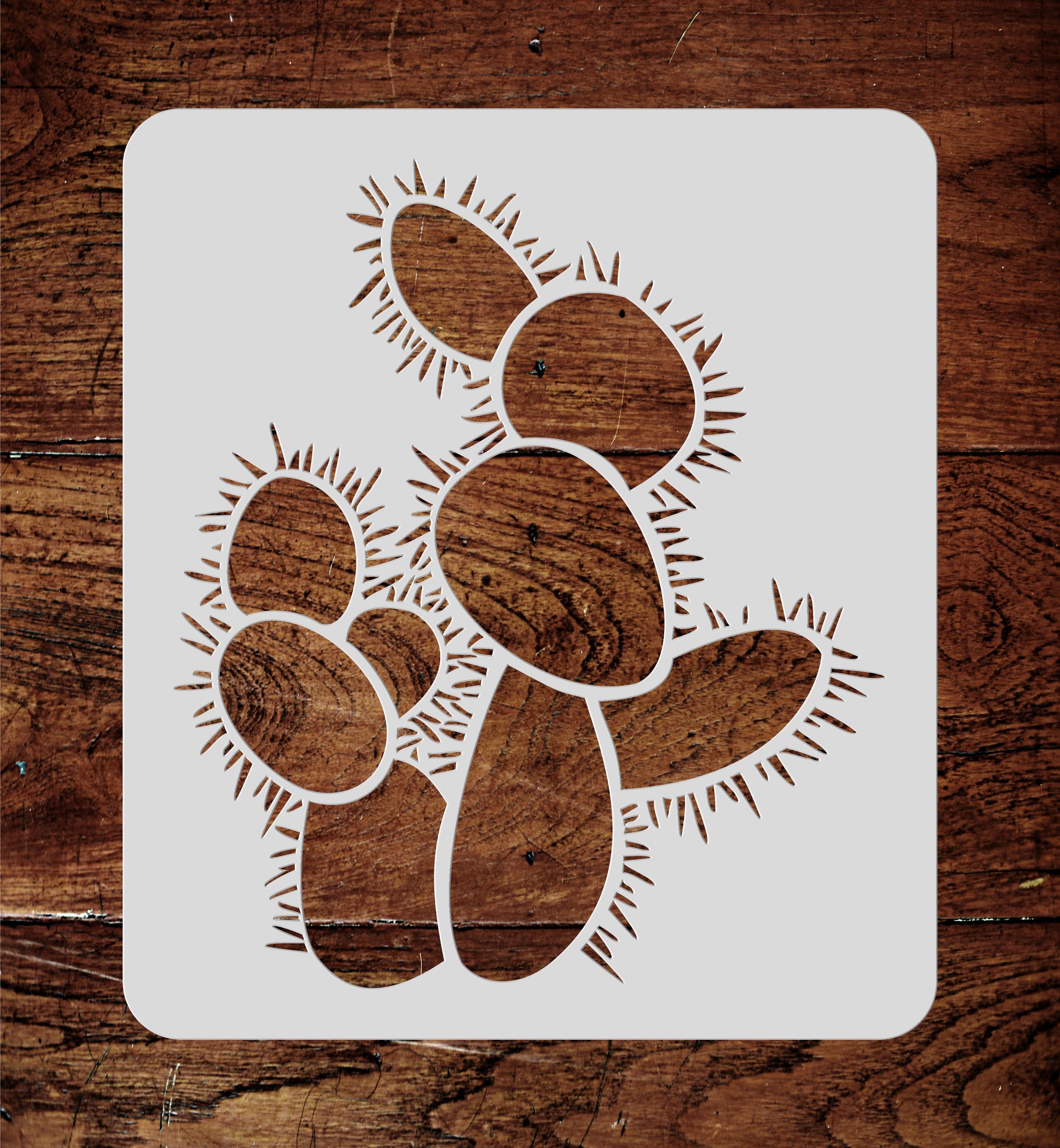 Prickly Pear Cactus Stencil- Opuntia Paddle Cacti Plant