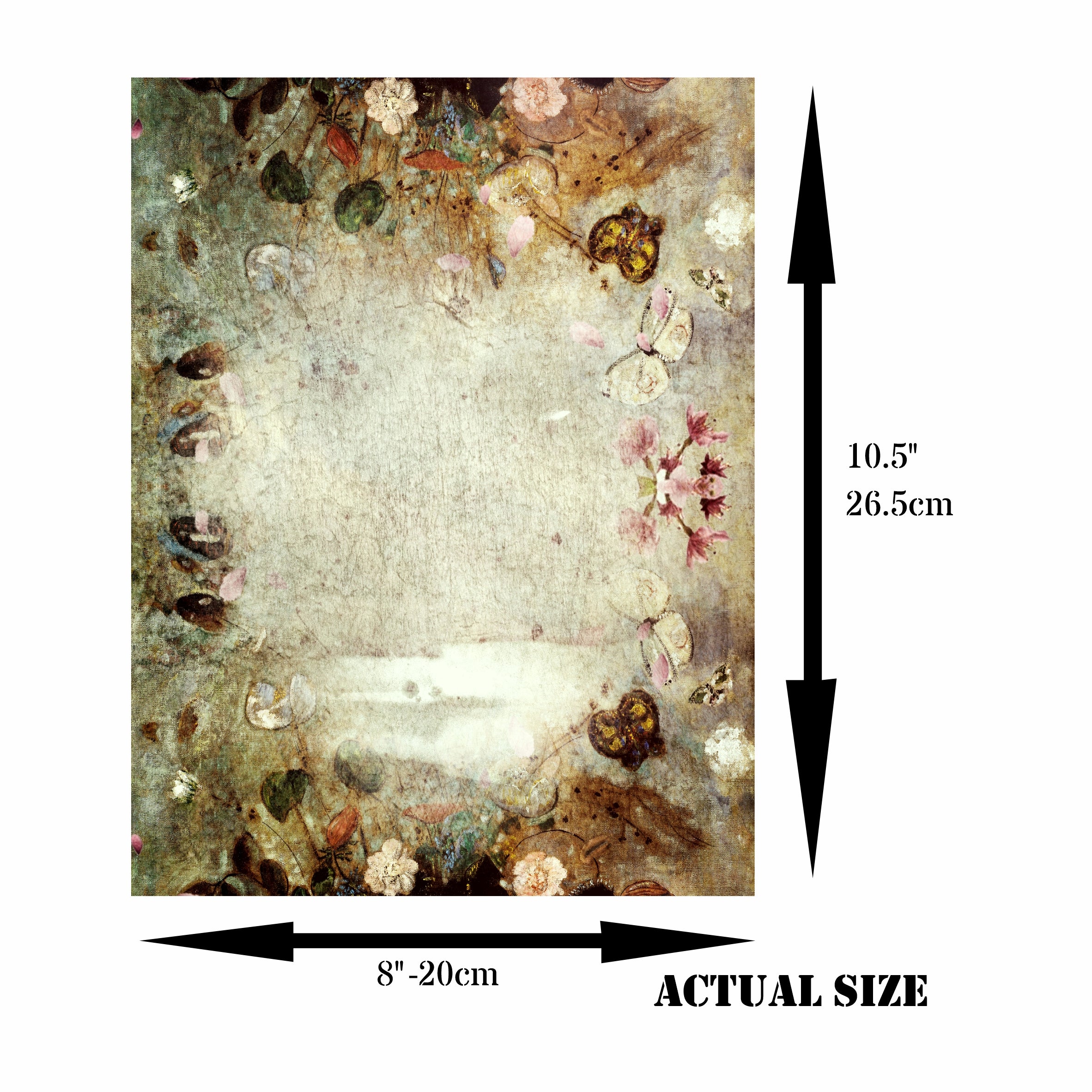 Dark Roses Rice Paper- 6 x Different Printed Mulberry Paper Images 30gsm