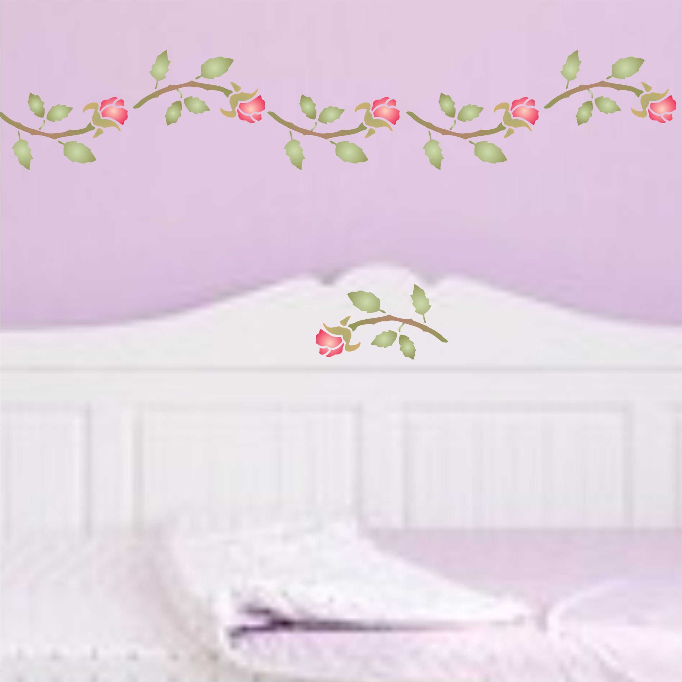 Rose Bud Stencil - Border Flower