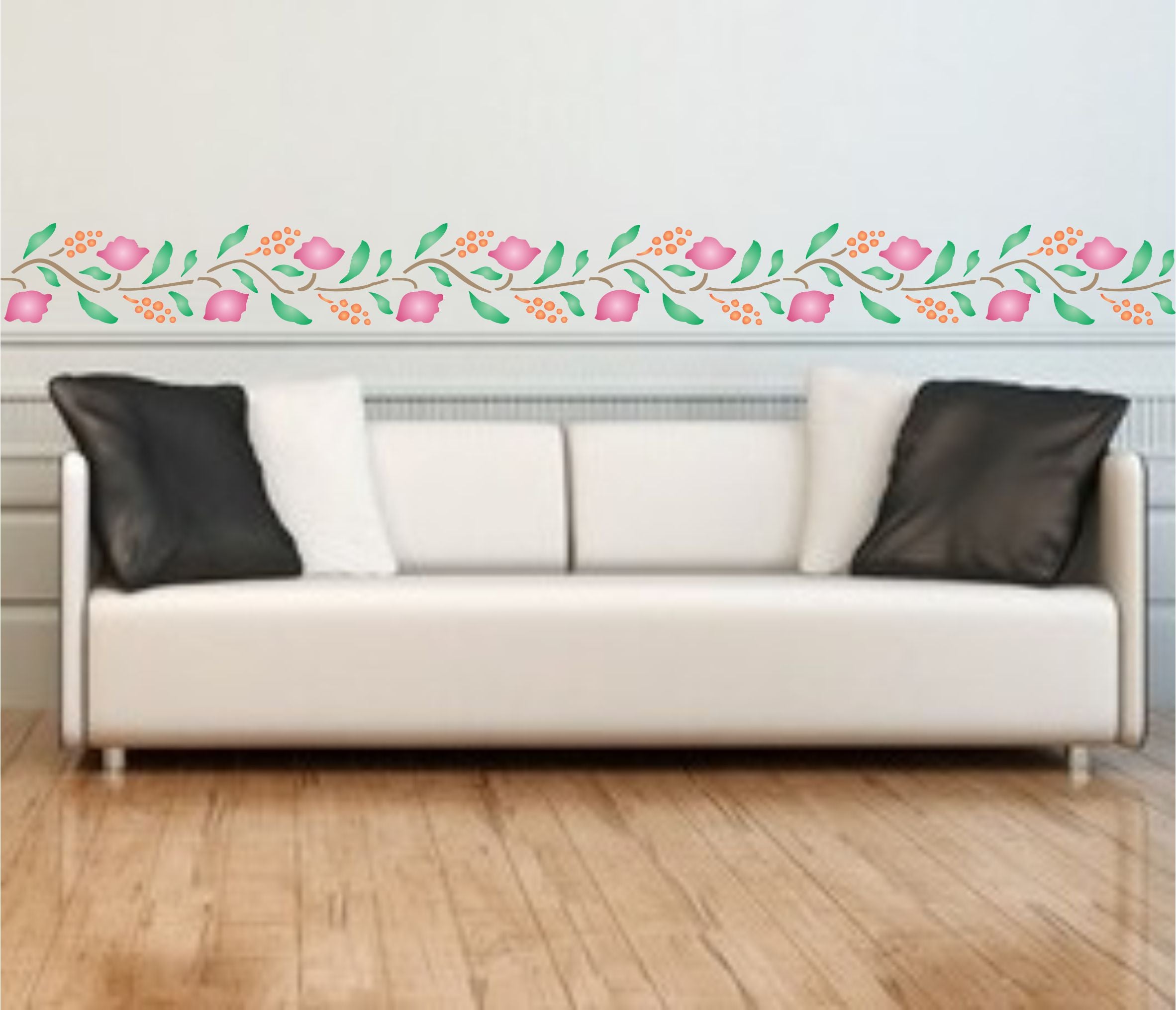 Folk Art Stencil- Flower Decor Border