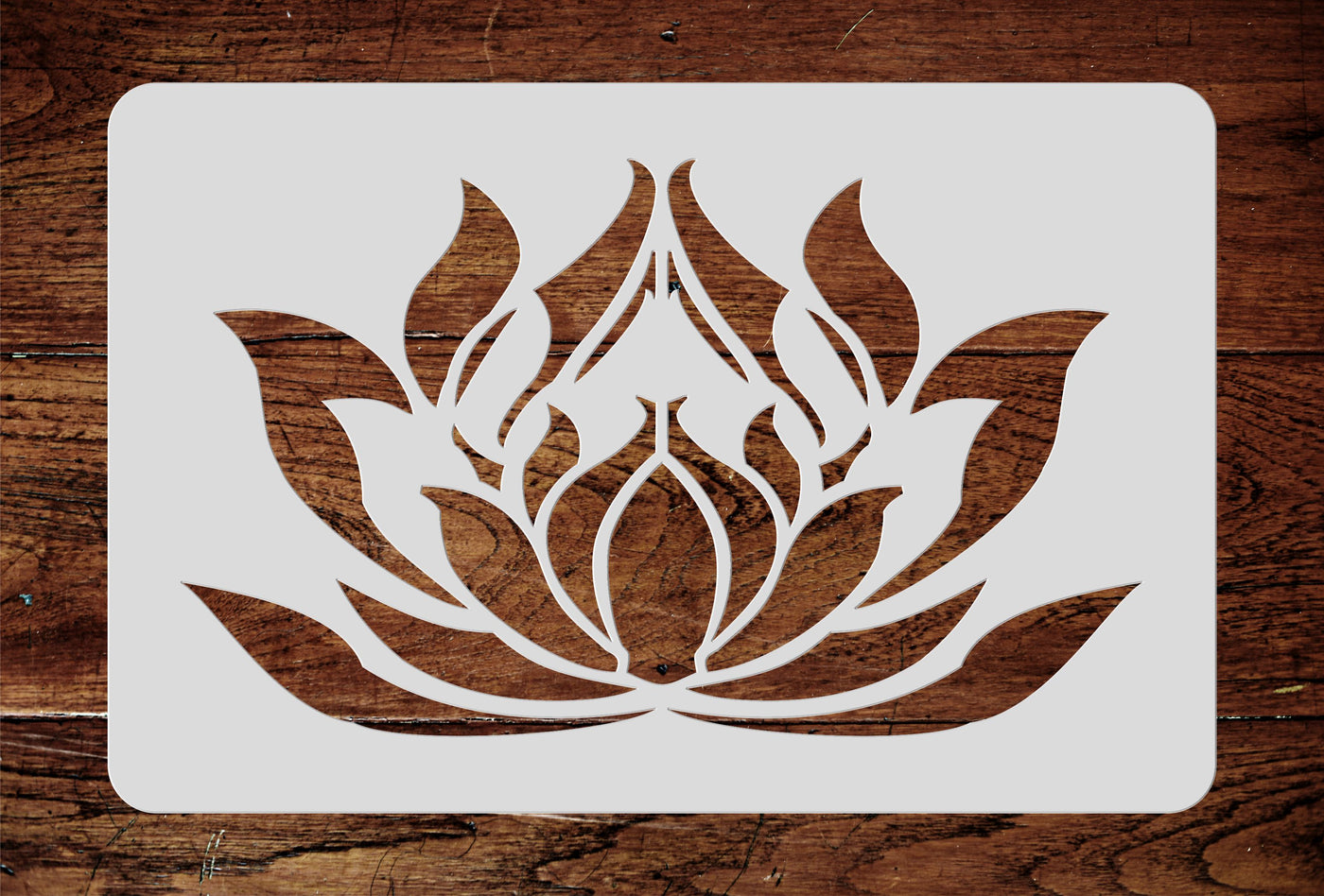 Lotus Flower Stencil- Stylized Oriental Asian Lotus Bloom