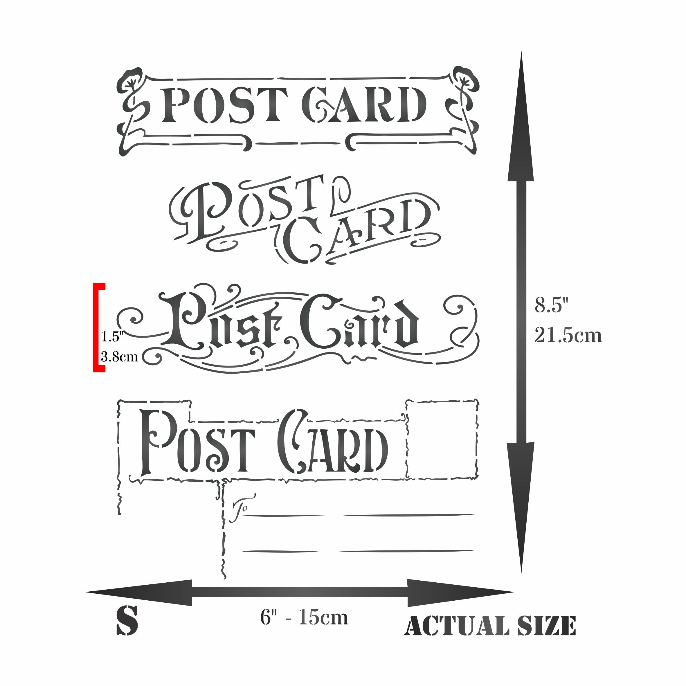 Post Cards Stencil - Vintage Post Card Headers