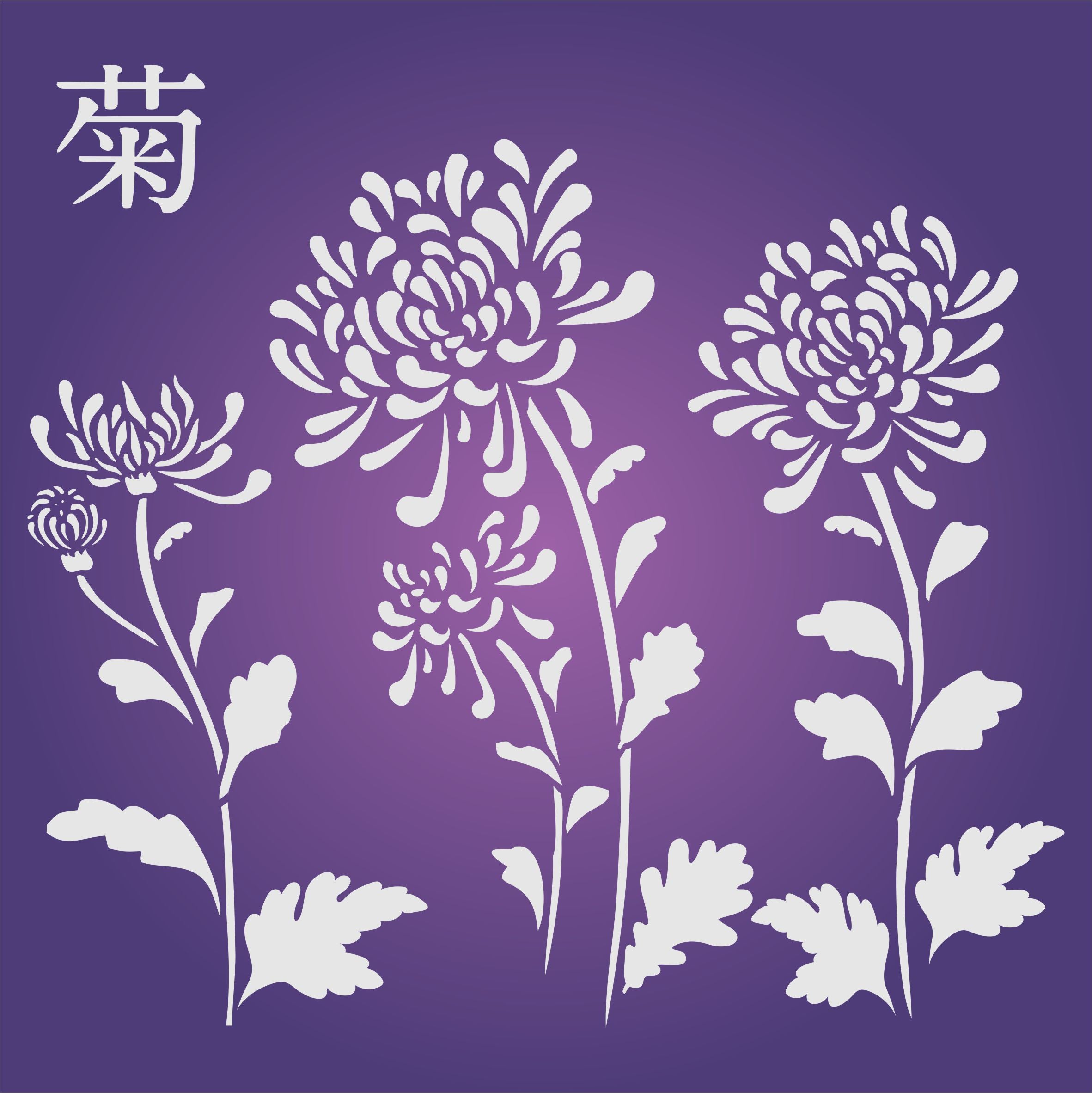 Chinese Mums Stencil - Traditional Chinese Character Chrysanthemum