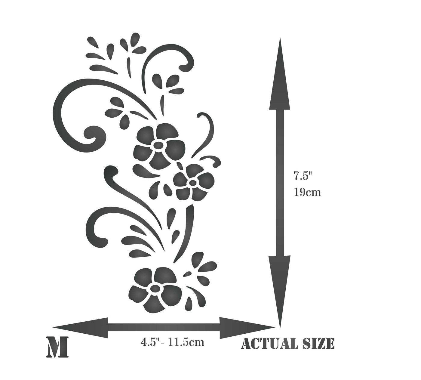 Swirly Flowers Stencil - Classic Floral Flower Border