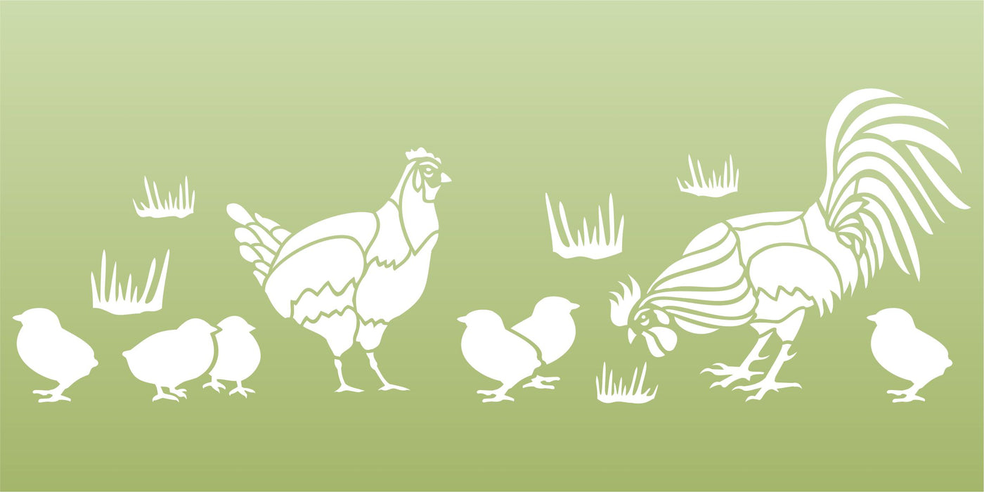 Chicken Stencil- Decorative Farm Animal Birds Border