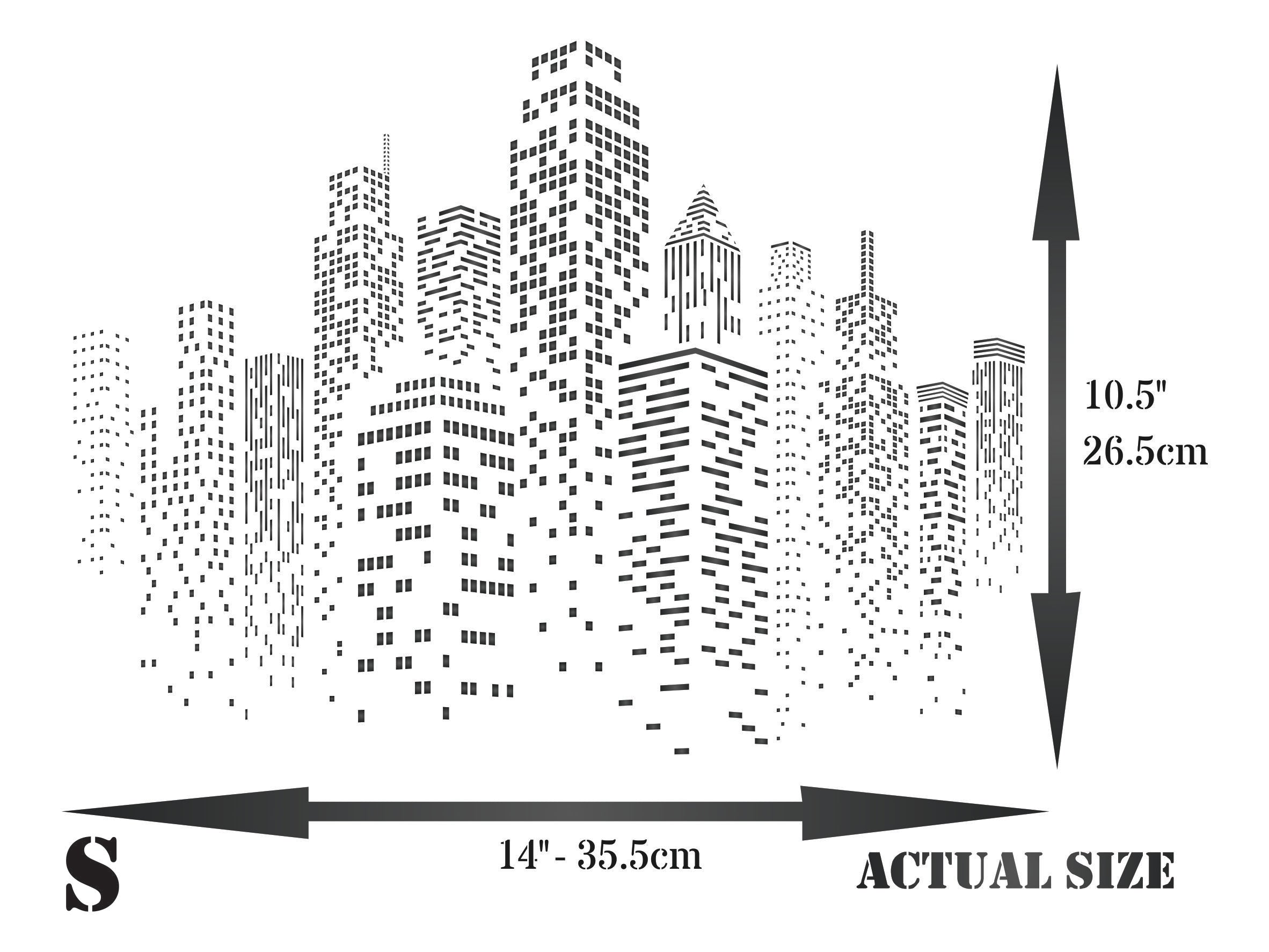 Skyscraper Stencil - Cityscape Skyline City Buildings