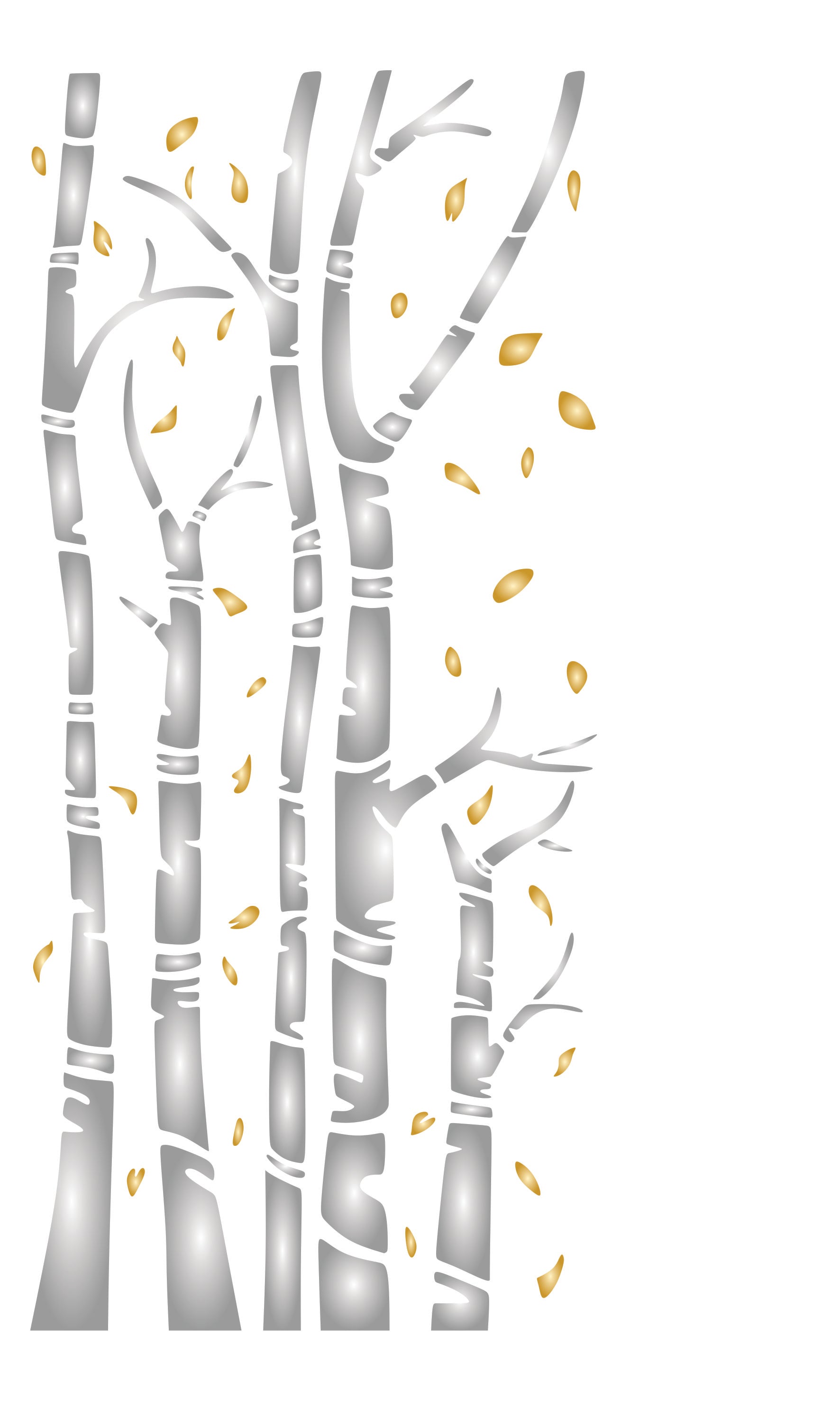 Birch Trees Stencil - Silver White Birch Tree Trunks Forest