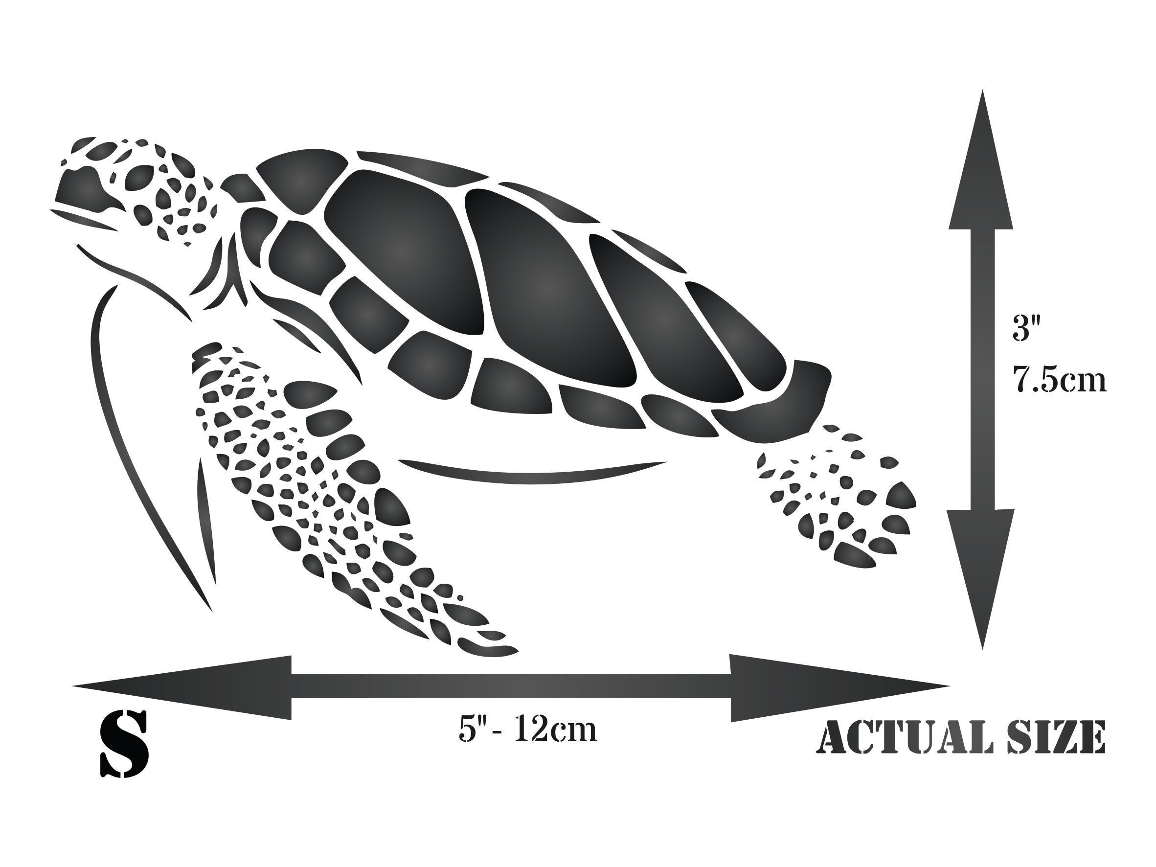 Sea Turtle Stencil - Sea Ocean Nautical Seashore Reef Fish