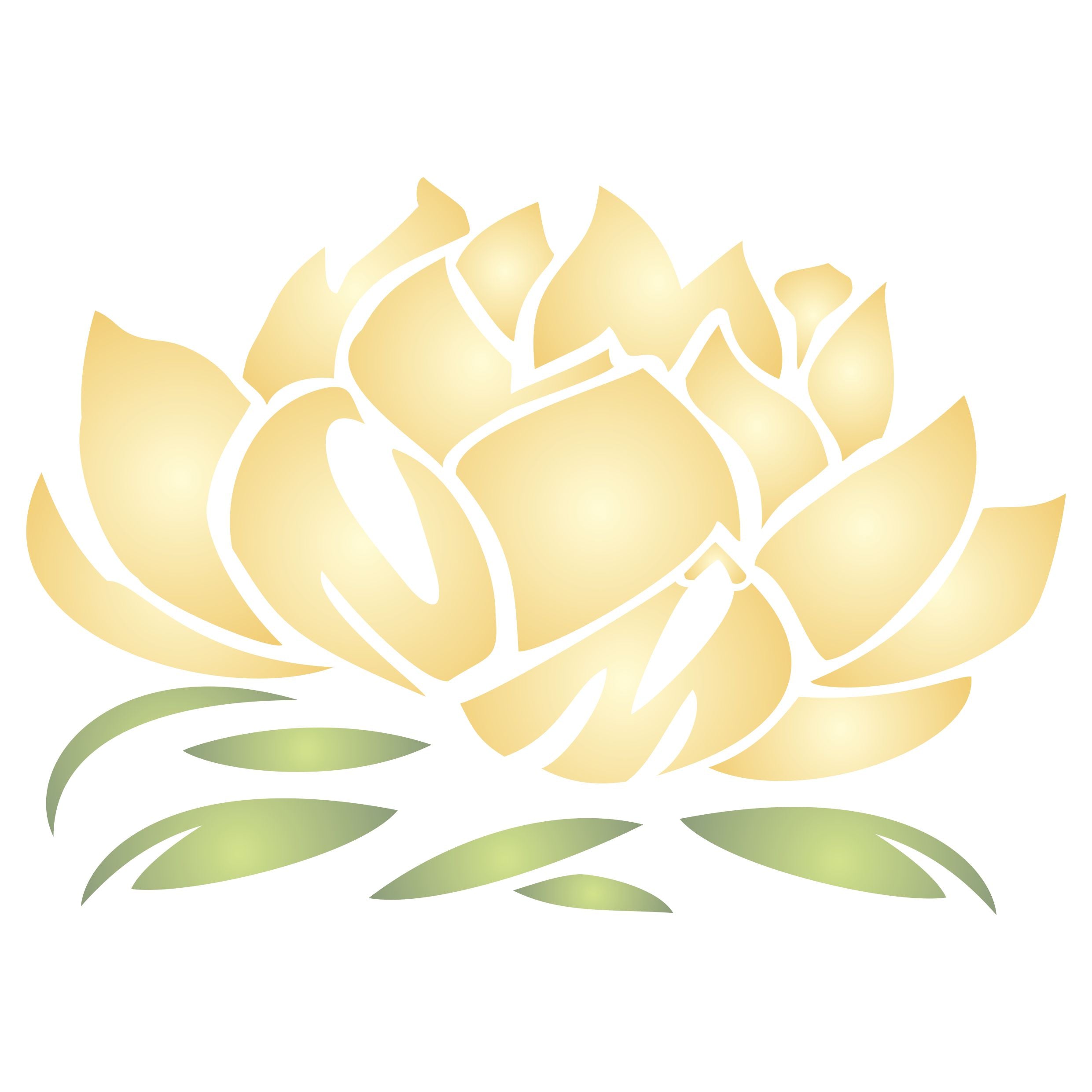 Lotus Blossom Stencil- Stylized Oriental Asian Lotus Flower