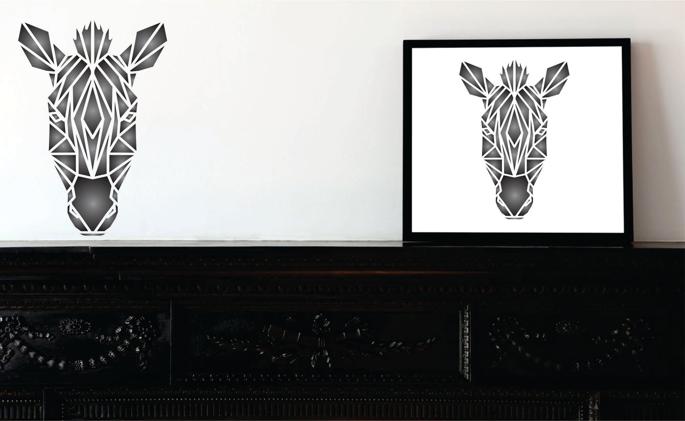 Zebra Stencil - Geometric Decor African Wild Animal Head