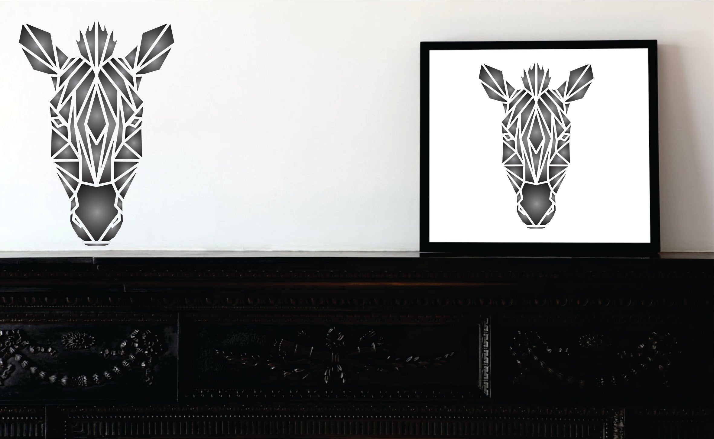 Zebra Stencil - Geometric Decor African Wild Animal Head