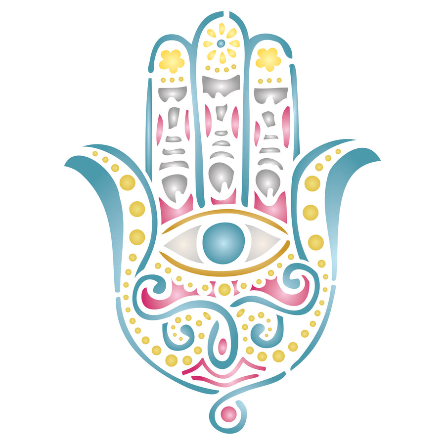 Fatimas Hand Stencil - Hamsa Hand Islam Judaism Kabbalah