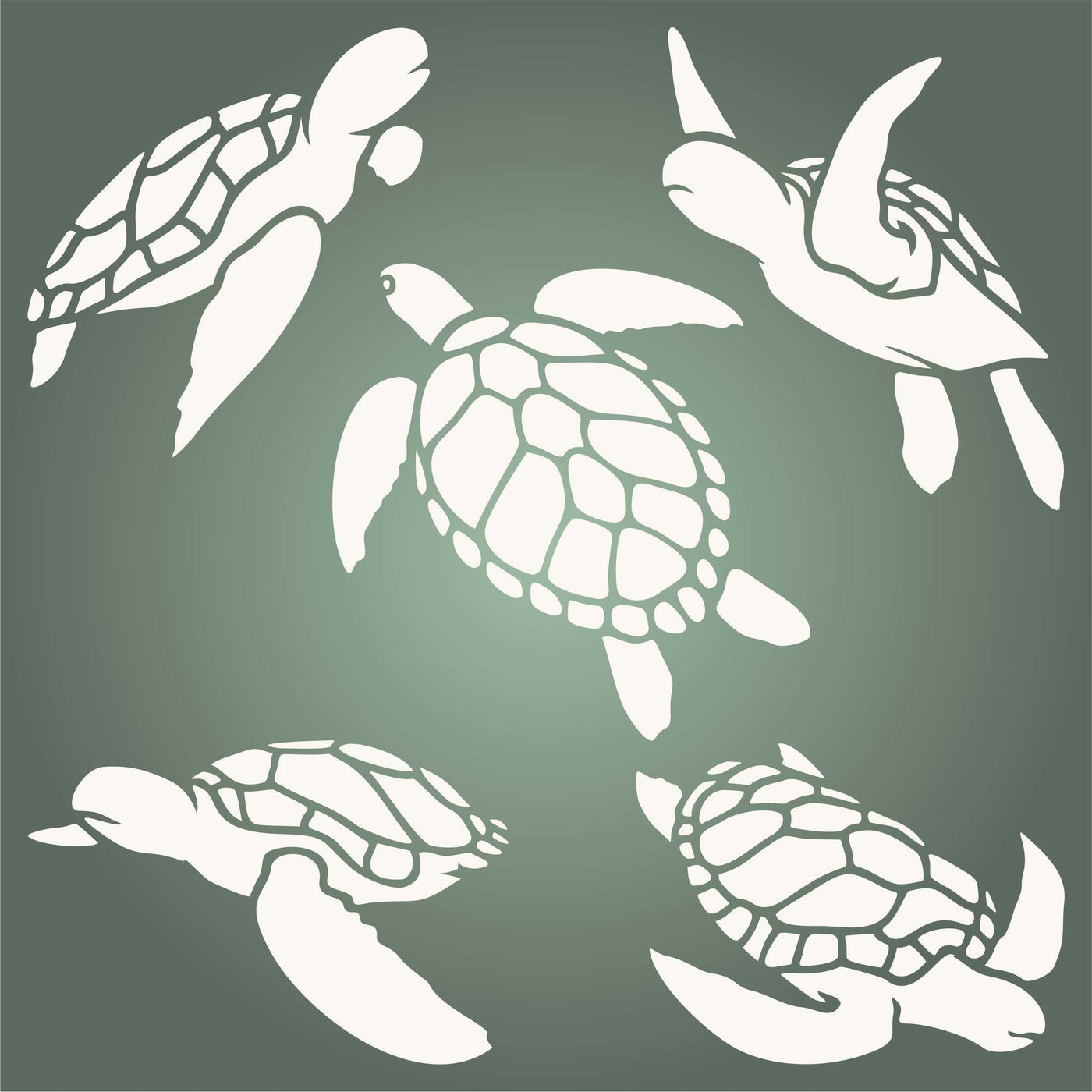 Turtles Stencil - Sea Ocean Nautical Seashore Reef Endangered