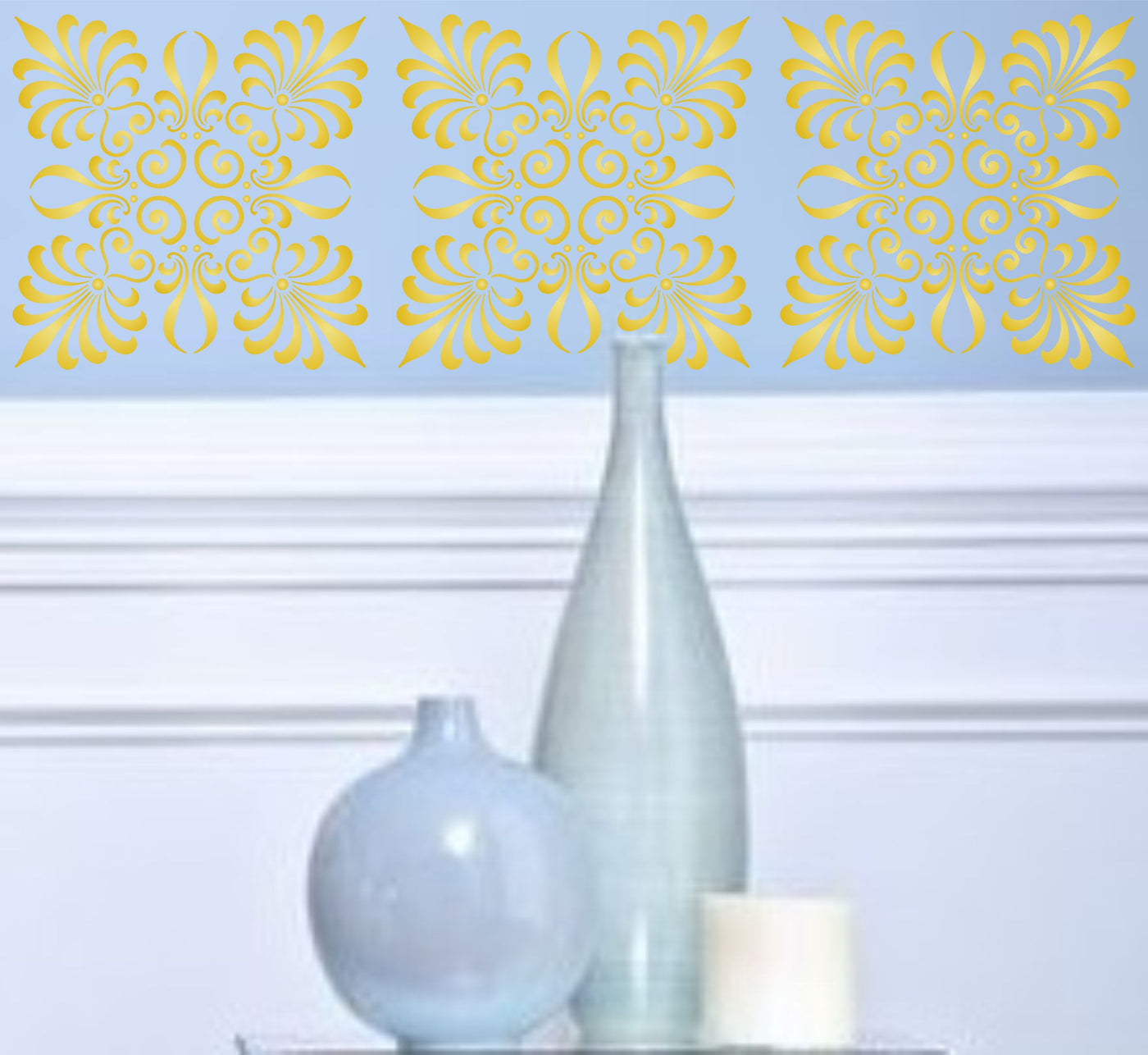 Palmette Square Stencil - Greek Inspired Allover Damask Decor