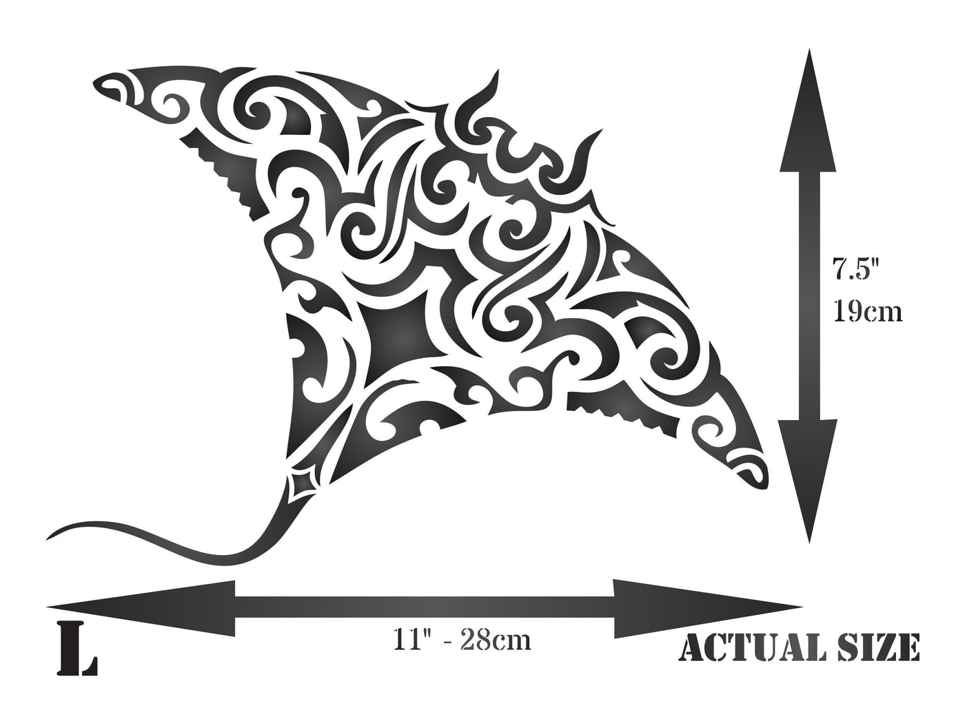 Manta Ray Stencil - Maori Tribal Tattoo Stingray Devil Fish