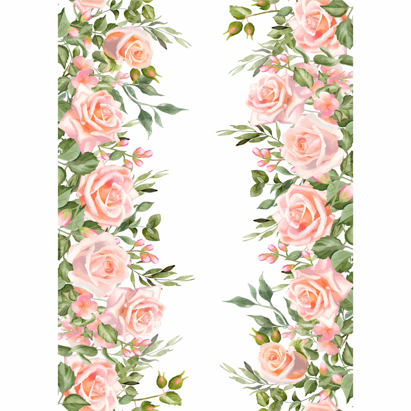 Pink Roses Border Rice Paper- 3 Sheets Printed Mulberry Paper Border 36gsm