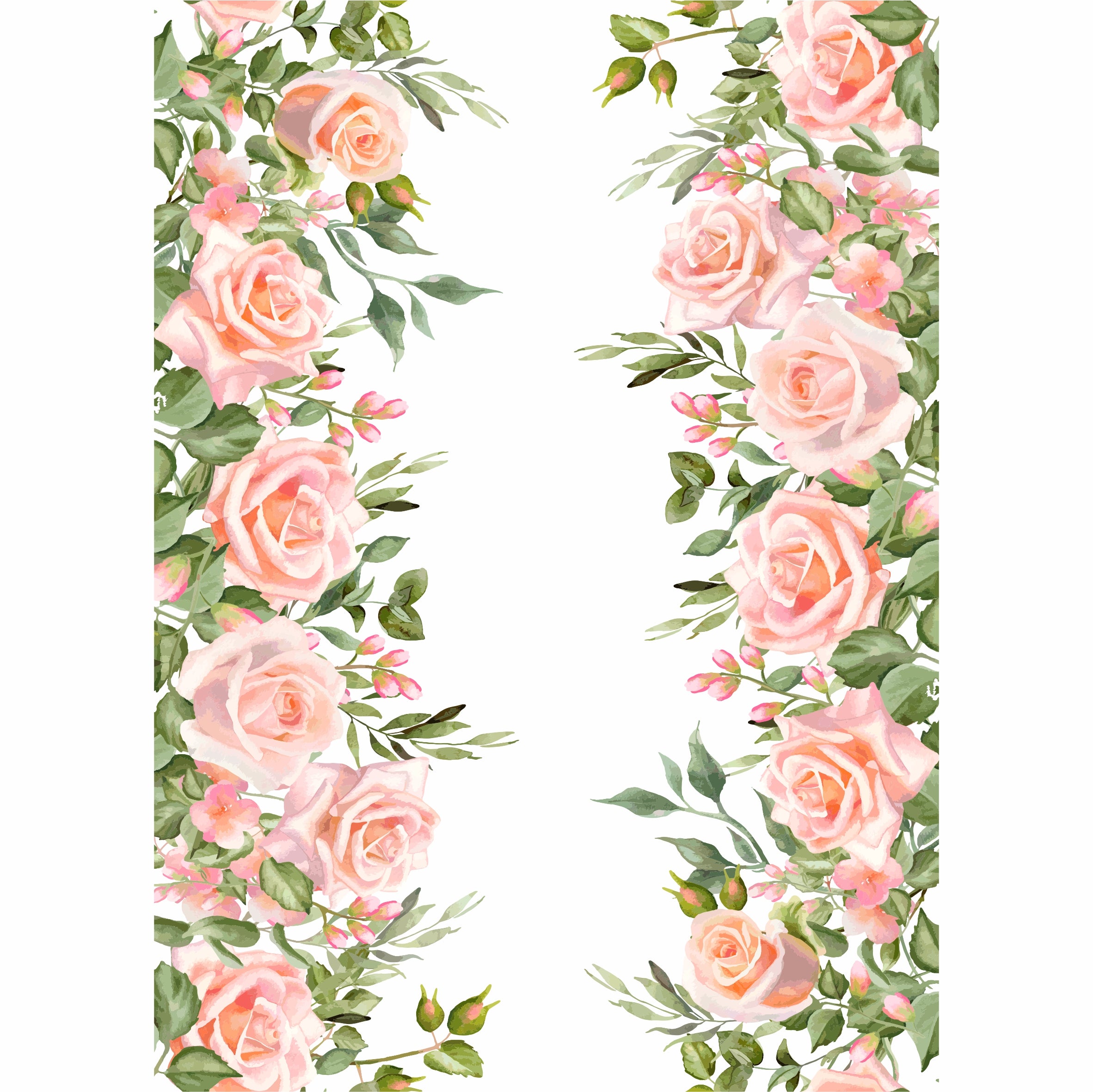 Pink Roses Border Rice Paper- 3 Sheets Printed Mulberry Paper Border 36gsm