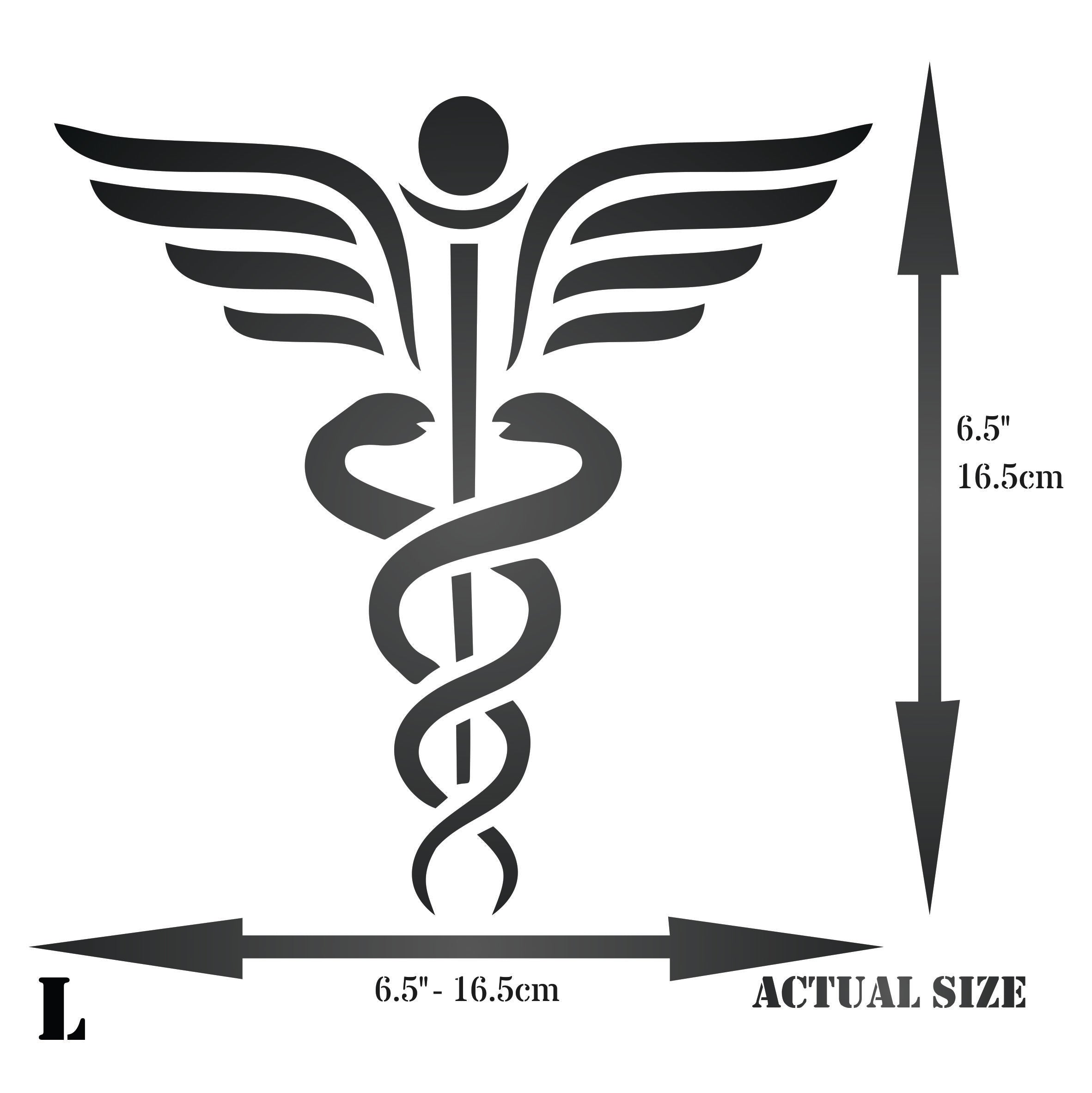 Caduceus Stencil - Staff of Hermes Medical Symbol