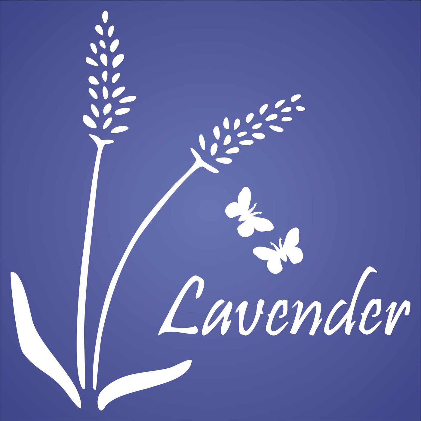 Lavender Stencil - Vintage Floral Flower Herb Word