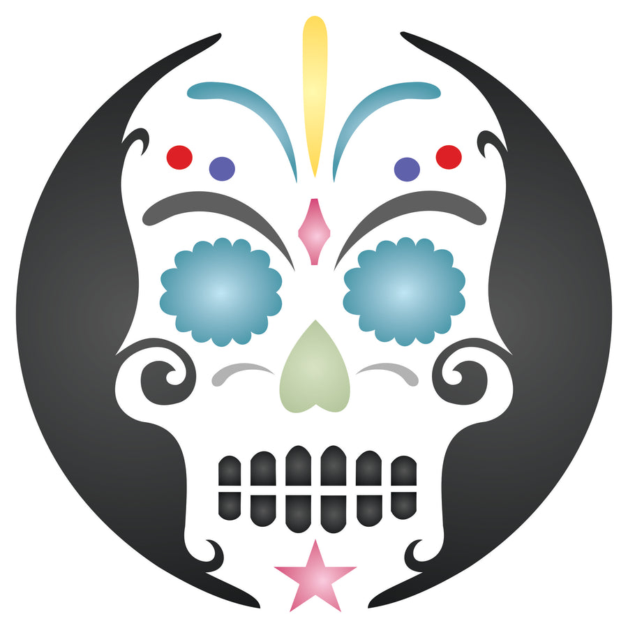 Halloween Sugar Skull Stencil - Scary Day of The Dead Skull Decorative