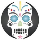 Halloween Sugar Skull Stencil - Scary Day of The Dead Skull Decorative