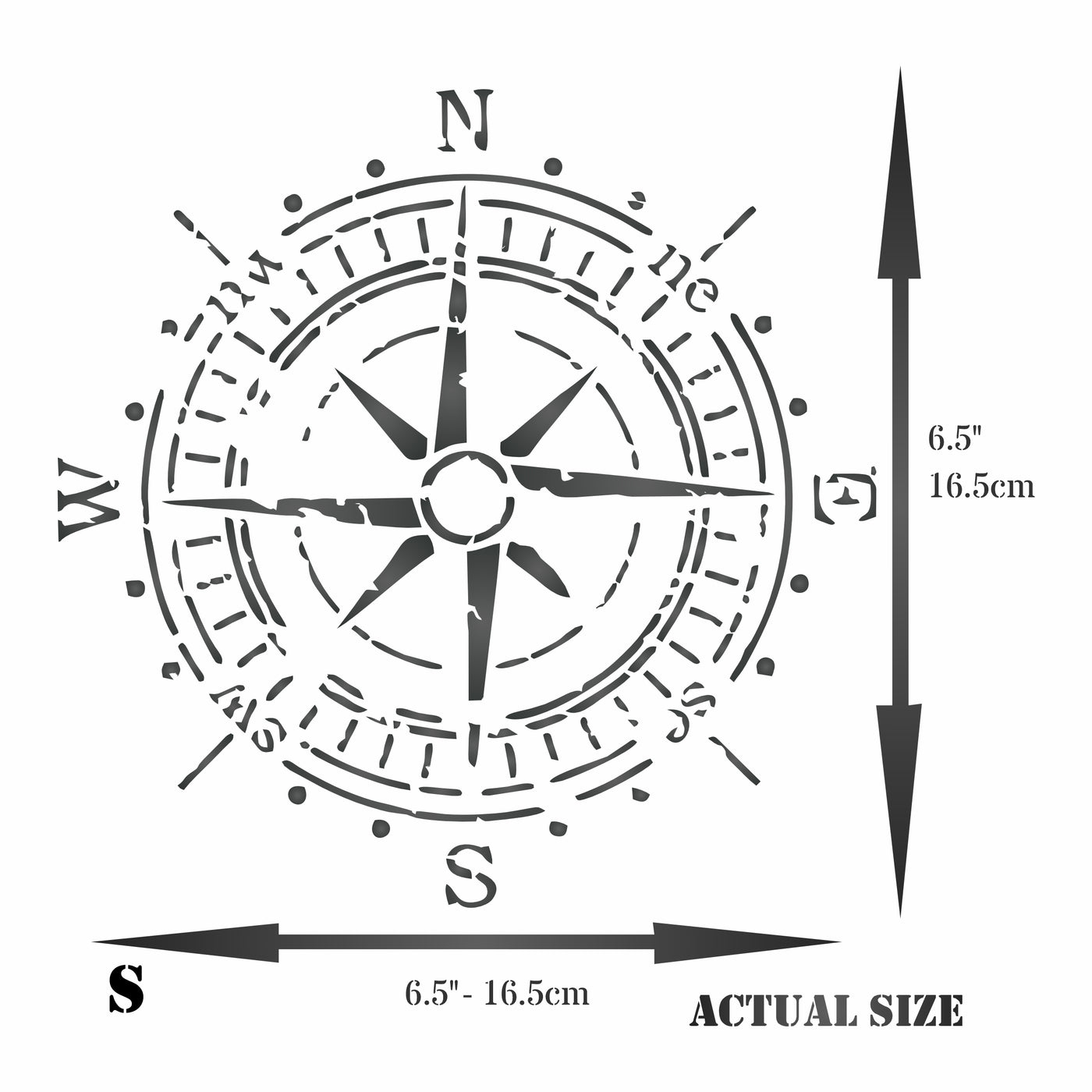 Antique Compass Stencil - Vintage Ocean Nautical Sailing Direction Compass