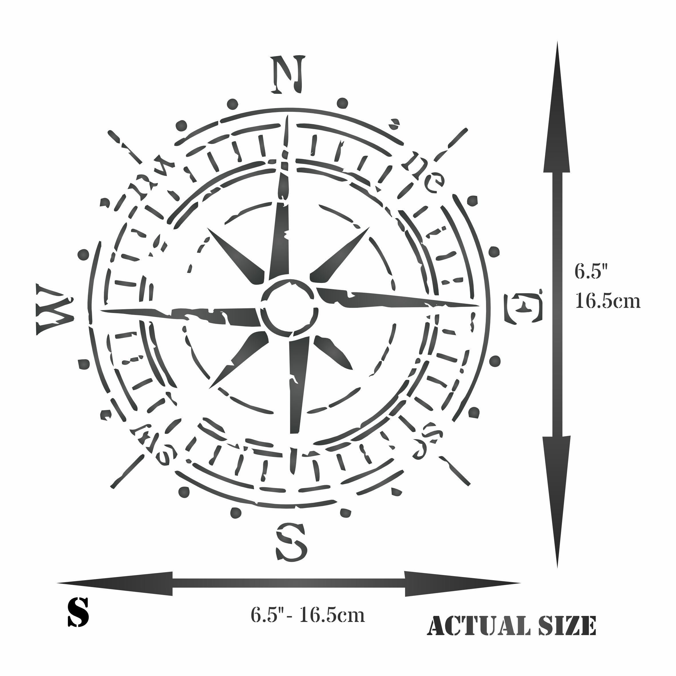 Antique Compass Stencil - Vintage Ocean Nautical Sailing Direction Compass