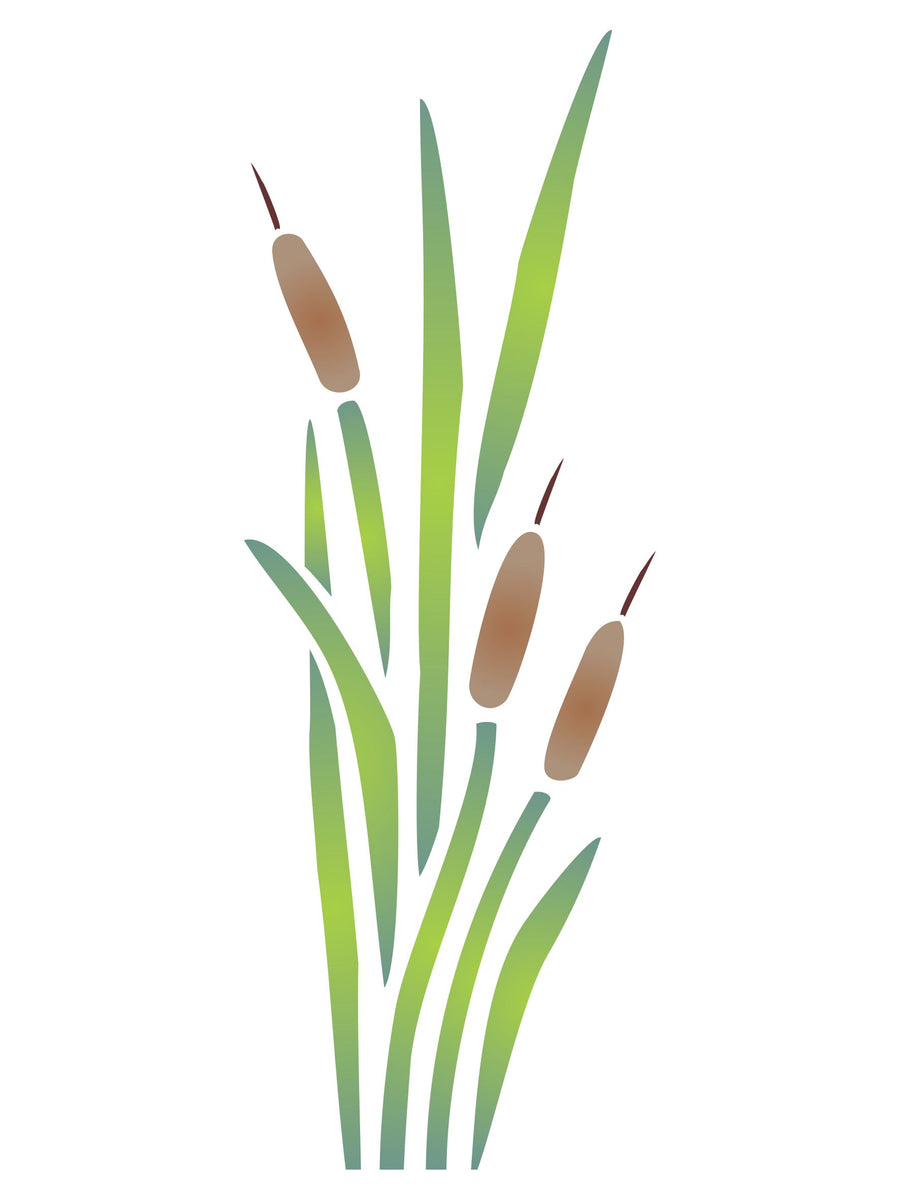 Cattails Stencil- Marsh Bulrush Sedge Decor