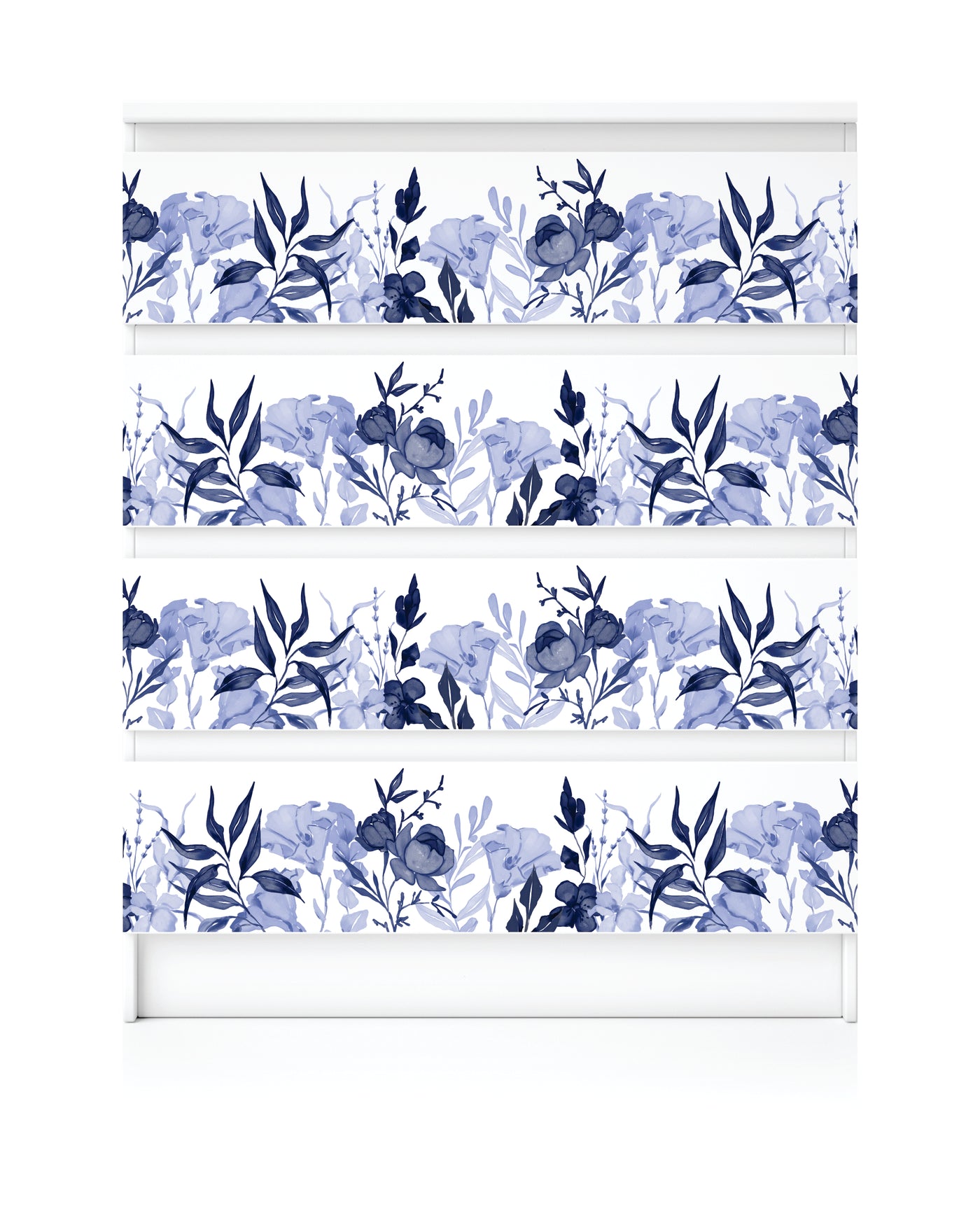 Navy Flower Border Rice Paper- 3 Sheets Printed Mulberry Paper Border 36gsm